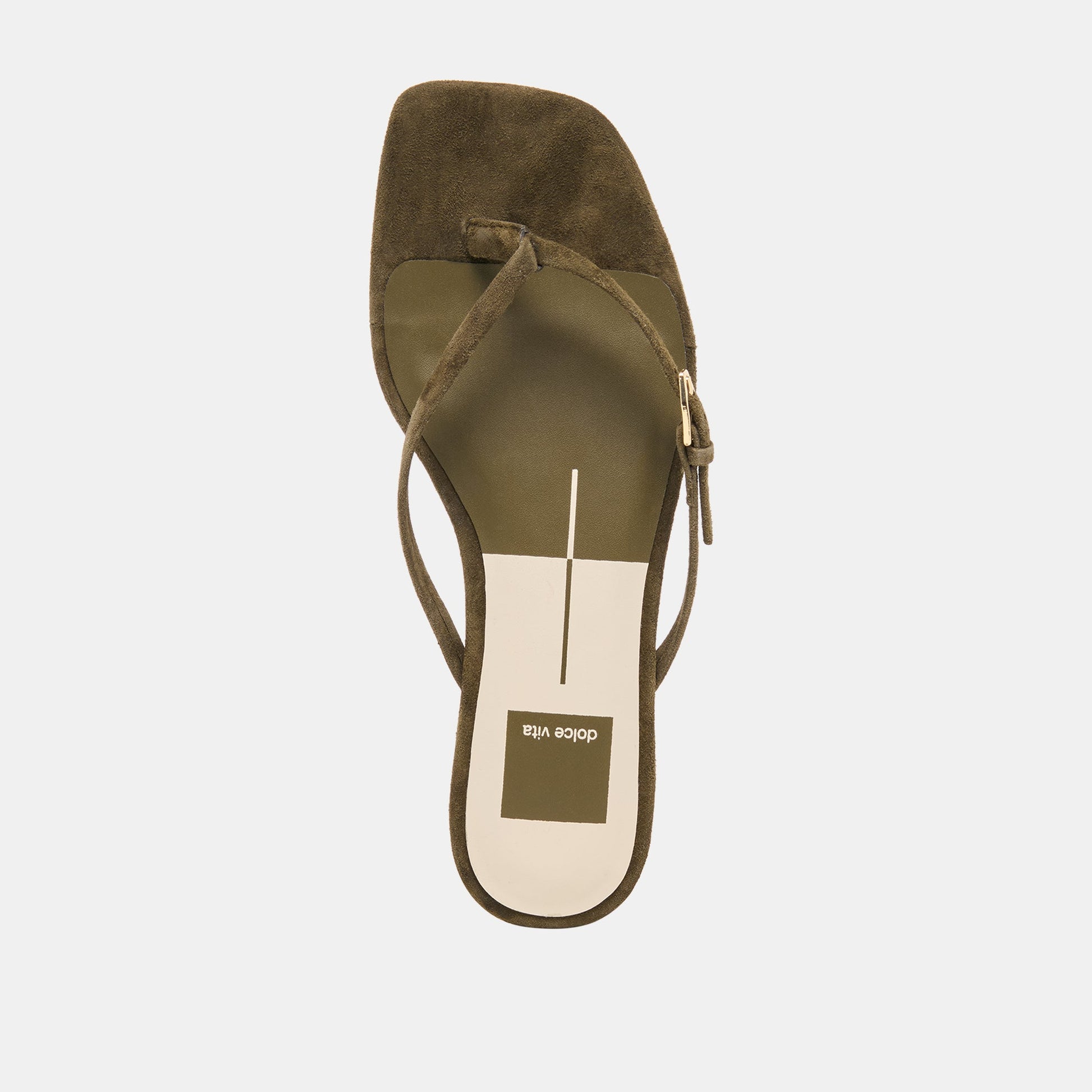 Dolce Vita MALTA Dk Olive Suede Buckle Flip-Flop Sandals
