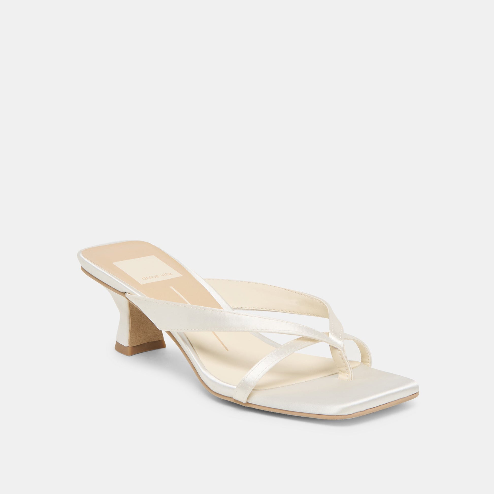 Dolce Vita Brevel Wide True White Satin Heels