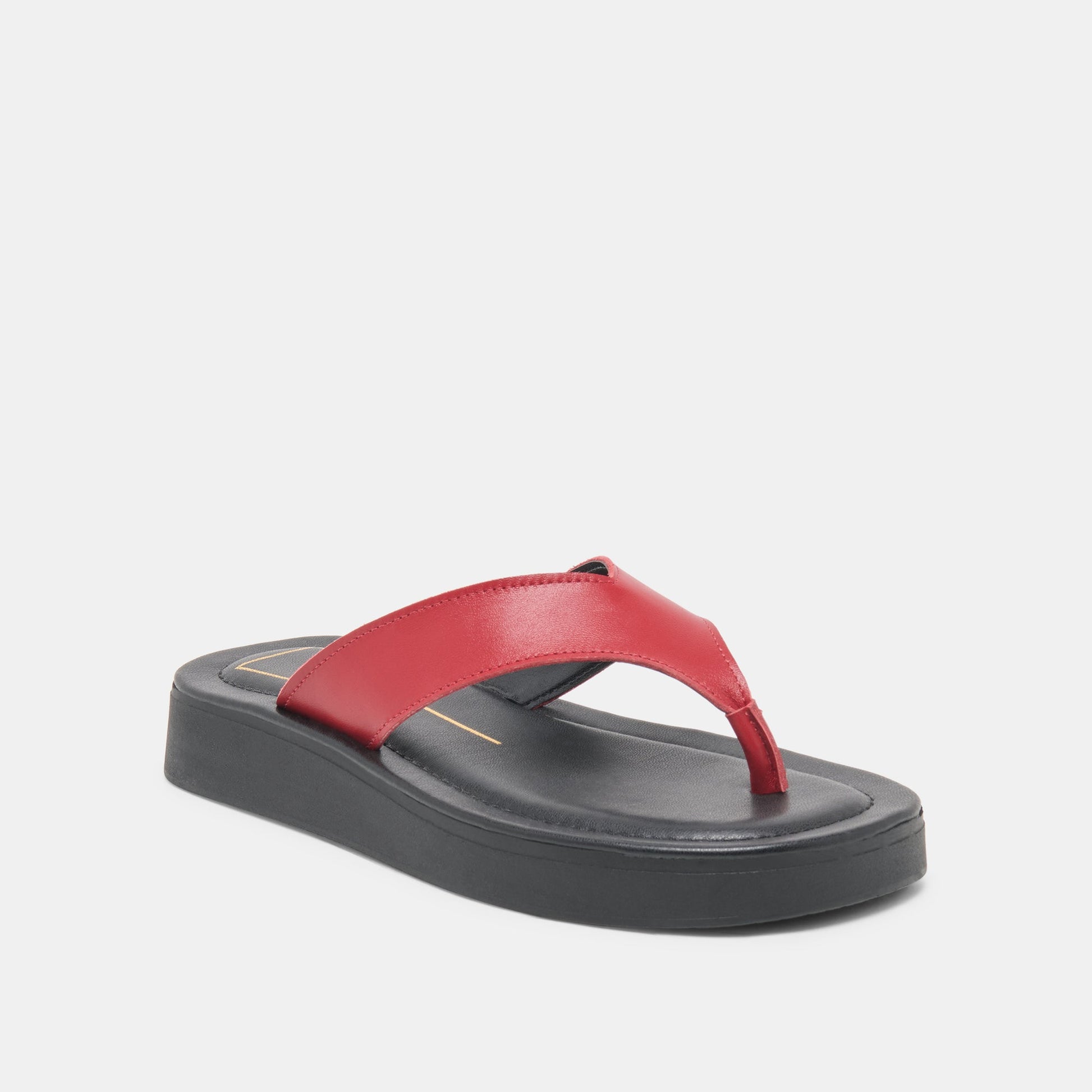 Dolce Vita BLAYZE Red Leather Platform Flip-Flop Sandals