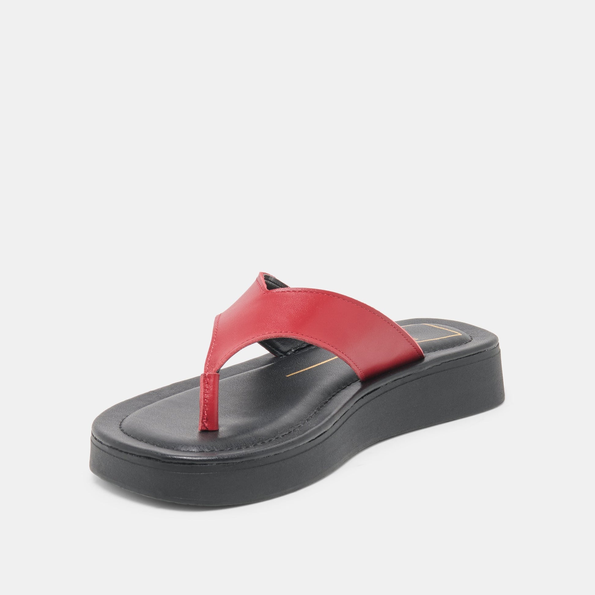 Dolce Vita BLAYZE Red Leather Platform Flip-Flop Sandals