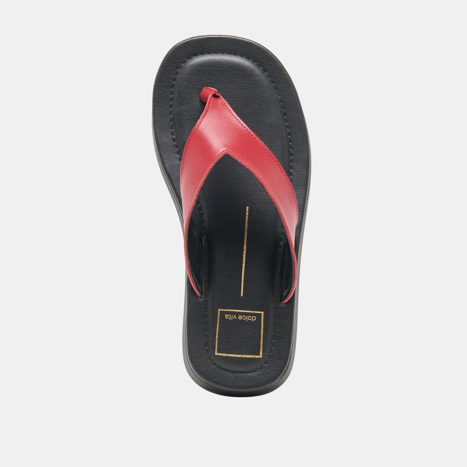 Dolce Vita BLAYZE Red Leather Platform Flip-Flop Sandals