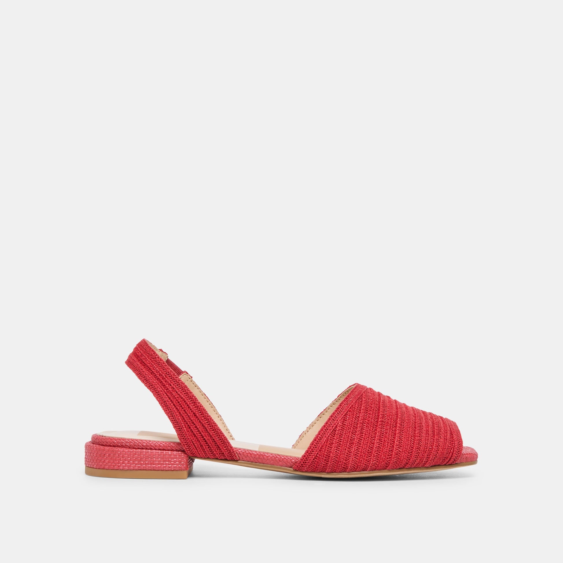 Dolce Vita MARZY Red Raffia Slingback Peep-Toe Sandals