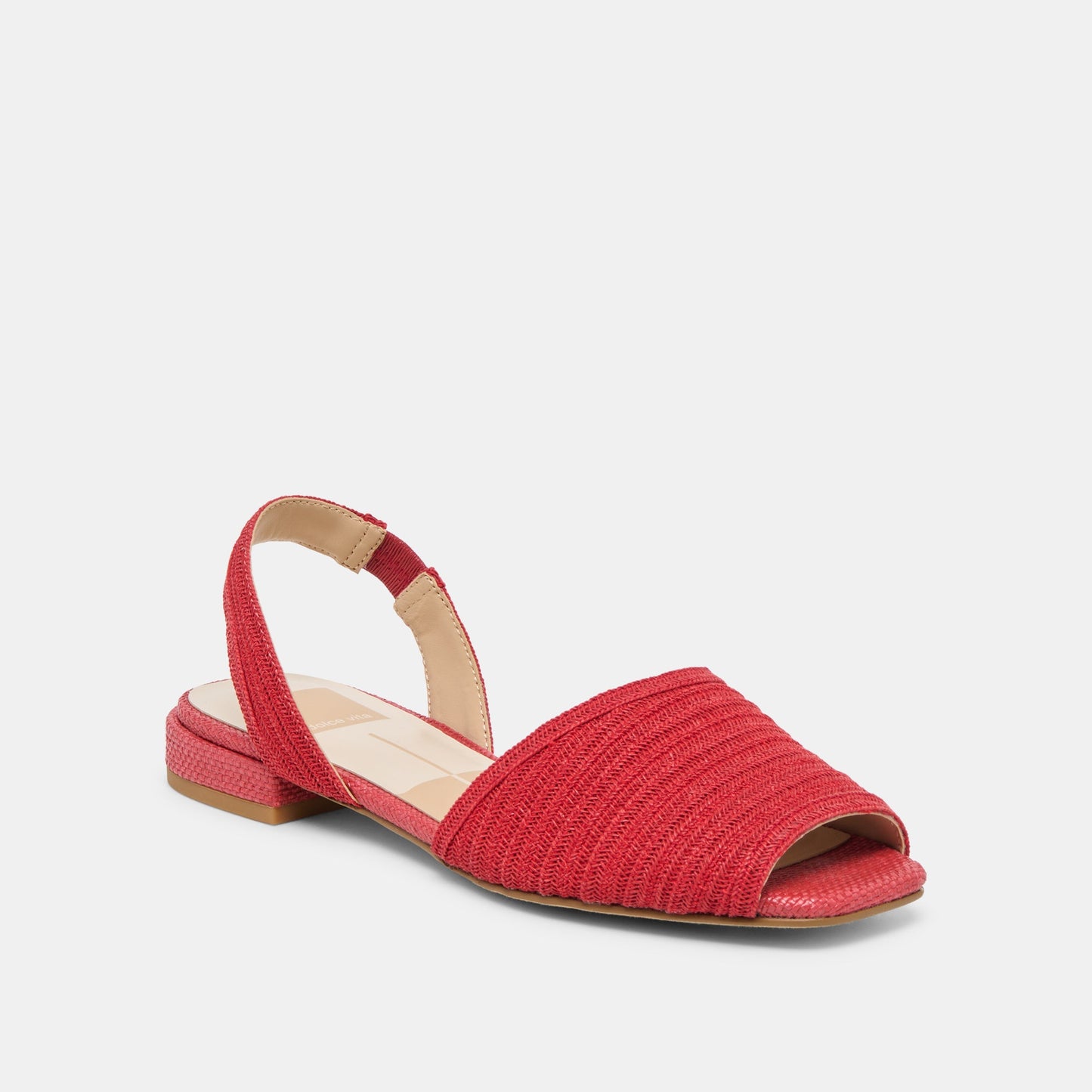 Dolce Vita MARZY Red Raffia Slingback Peep-Toe Sandals