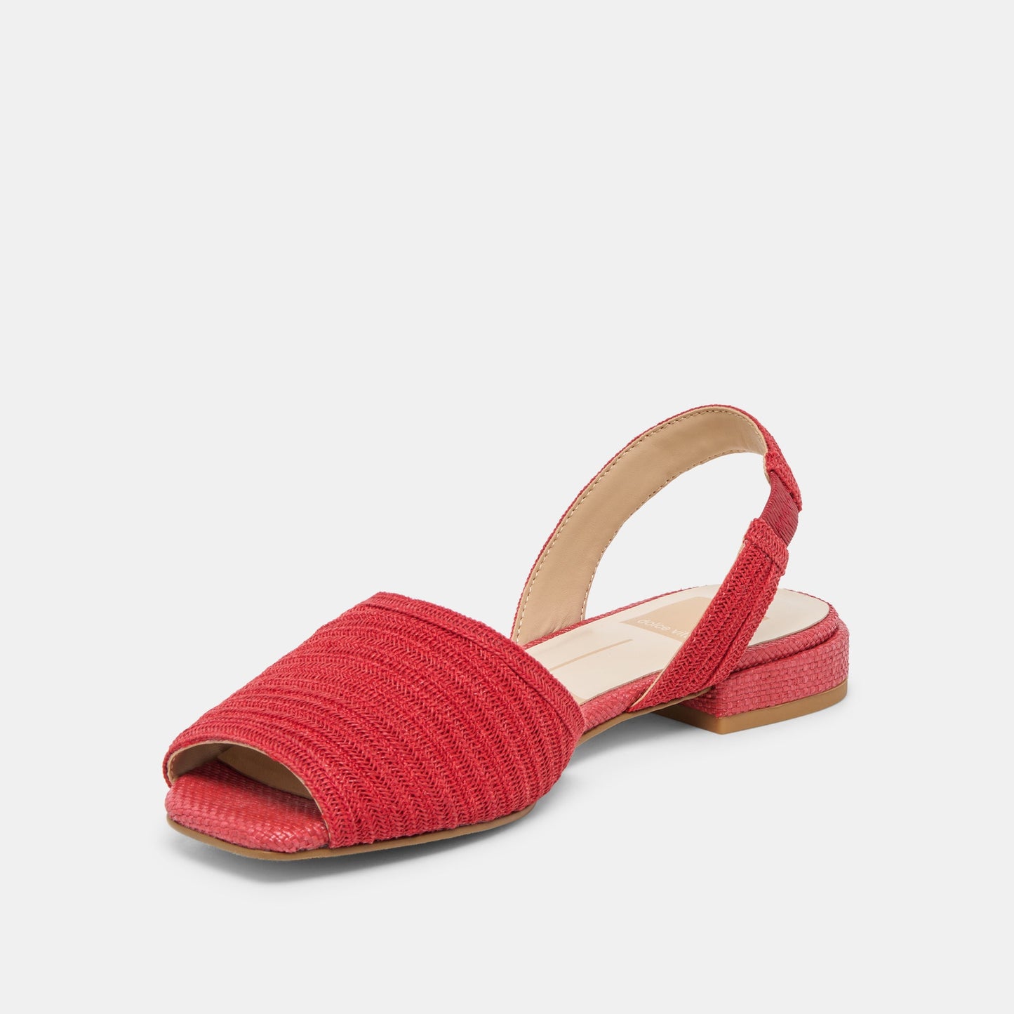 Dolce Vita MARZY Red Raffia Slingback Peep-Toe Sandals