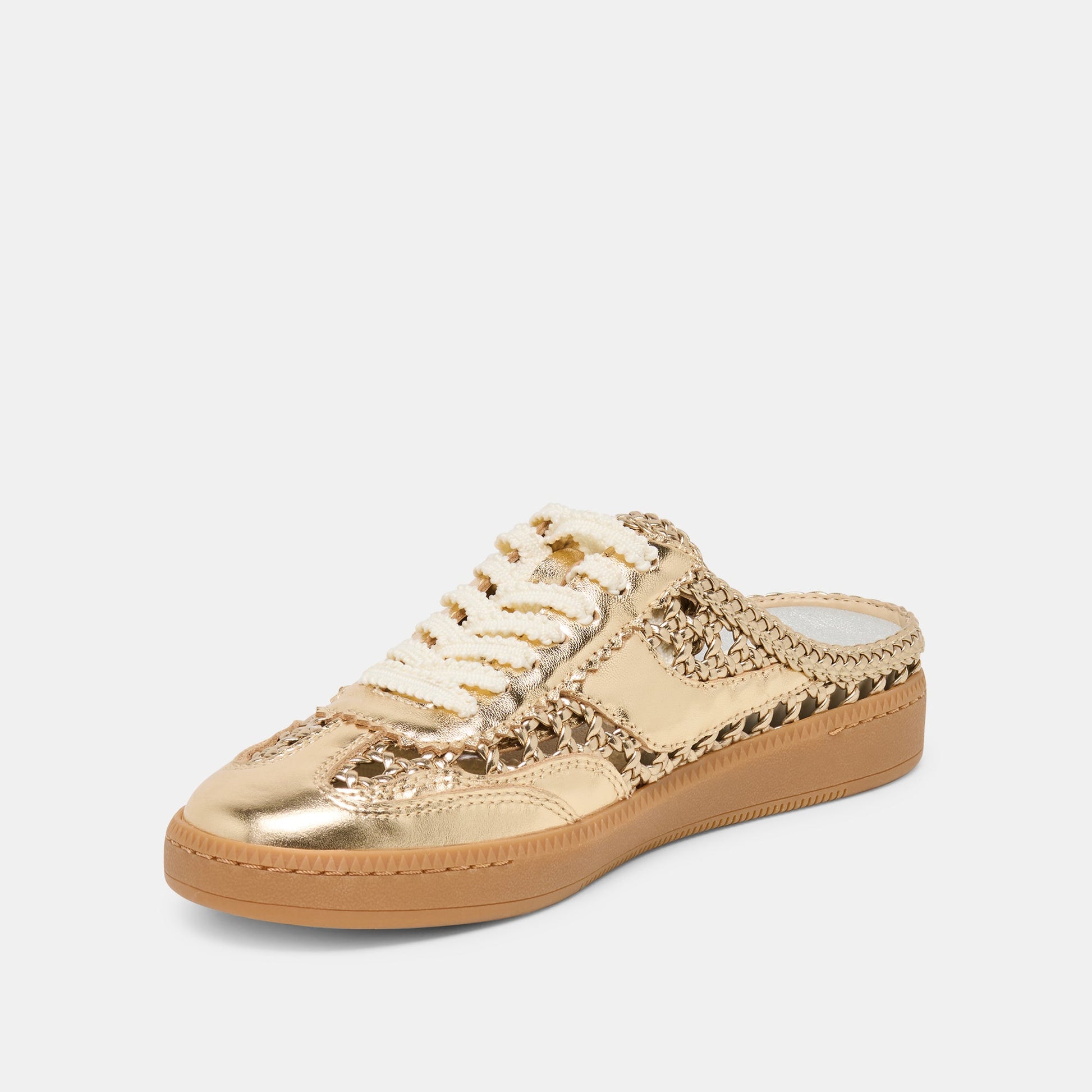 Dolce Vita Notice Slide Gold Woven Stella Sneakers