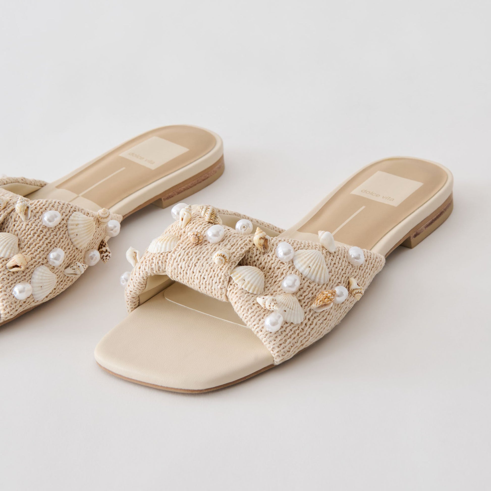 Dolce Vita Lizza Oatmeal Beaded Raffia Sandals