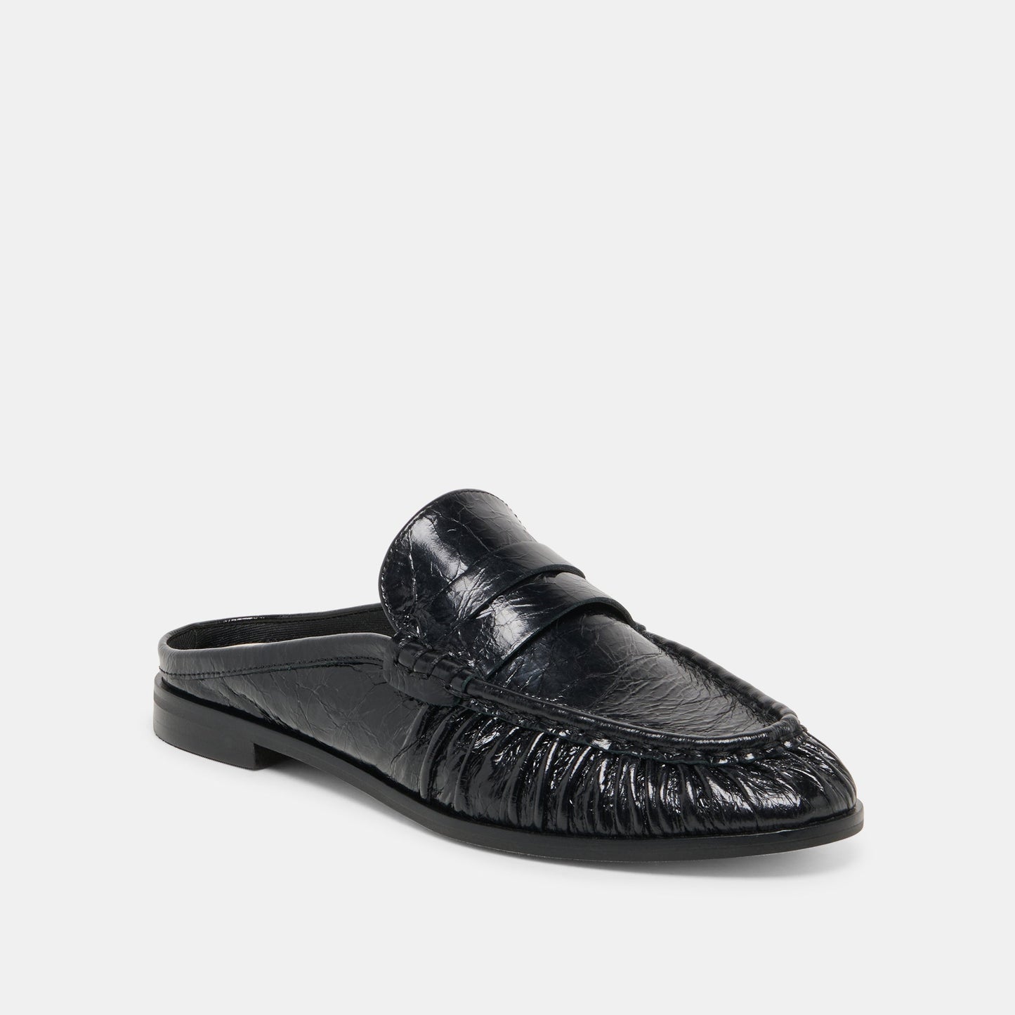 Dolce Vita BETZY Midnight Crinkle Patent Closed-Toe Slip-On Loafers