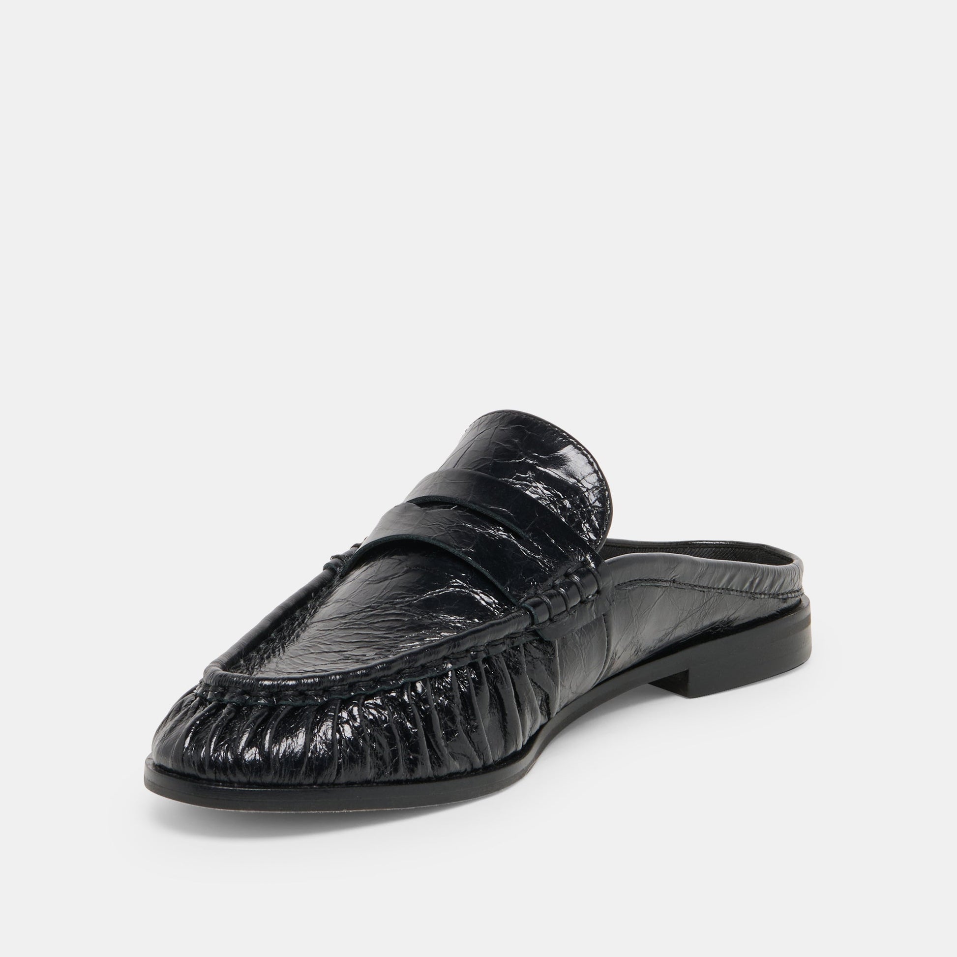 Dolce Vita BETZY Midnight Crinkle Patent Closed-Toe Slip-On Loafers