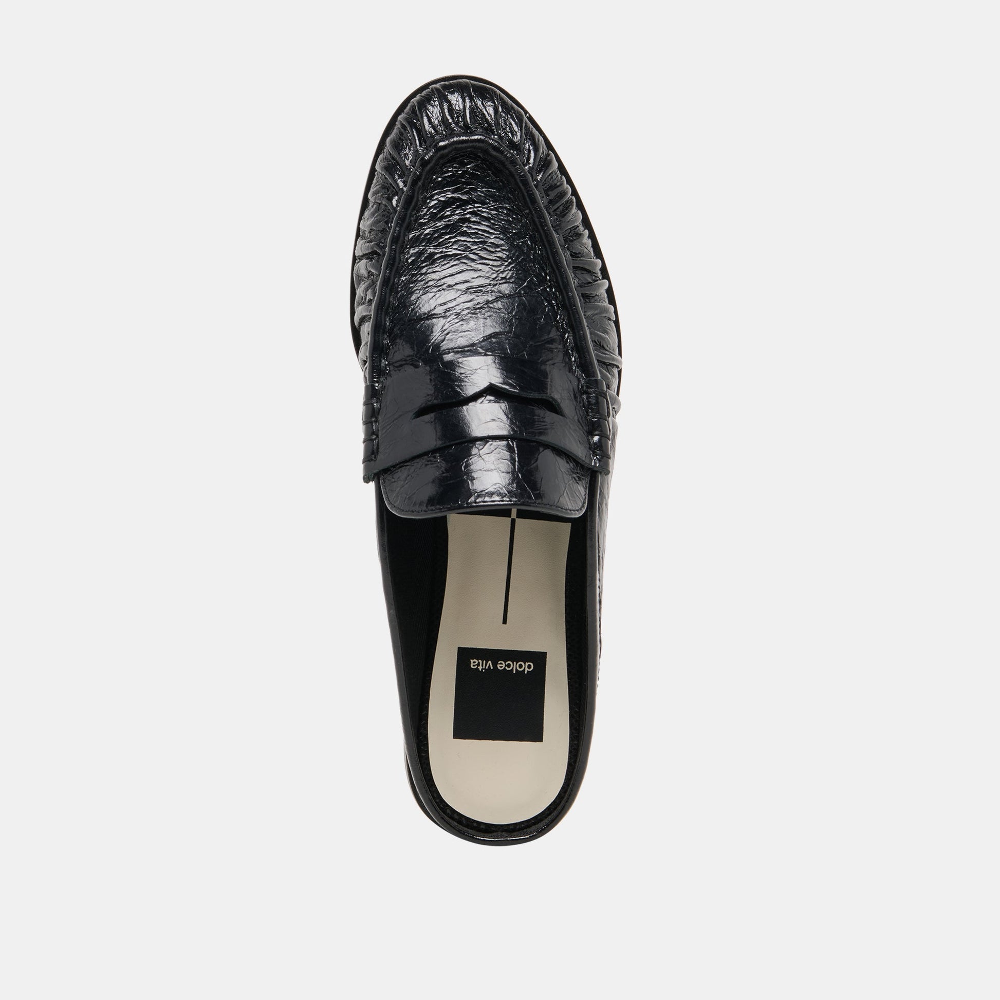 Dolce Vita BETZY Midnight Crinkle Patent Closed-Toe Slip-On Loafers