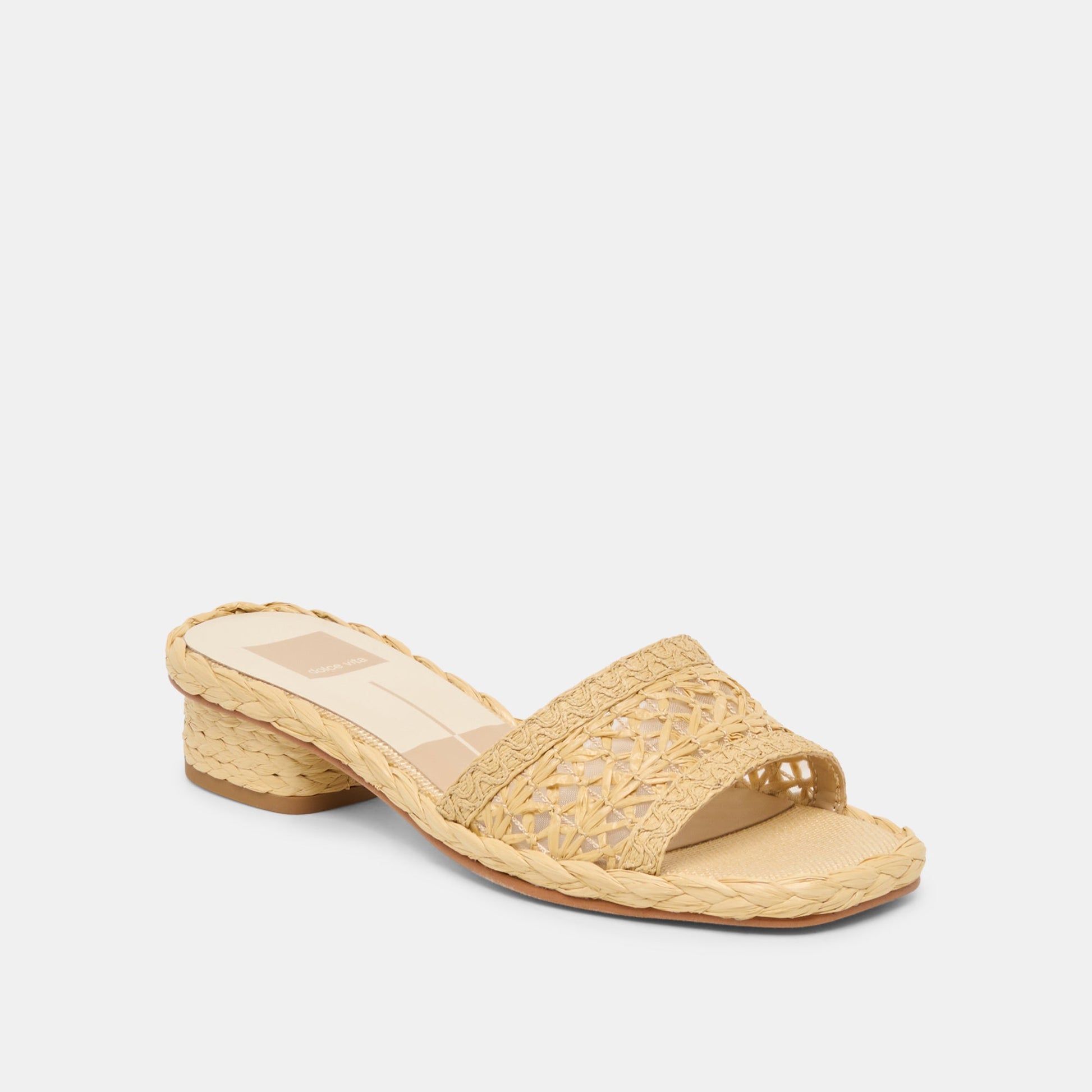 Dolce Vita Dixi Wide Lt Natural Cross Hatch Raffia Sandals
