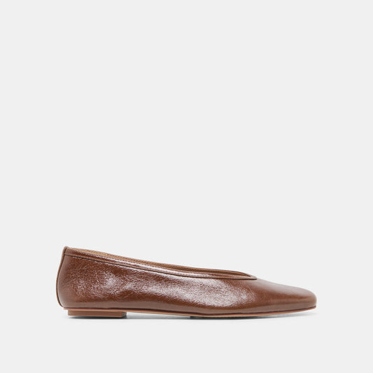 Dolce Vita CARET Russet Leather Pointed-Toe Ballet Flats