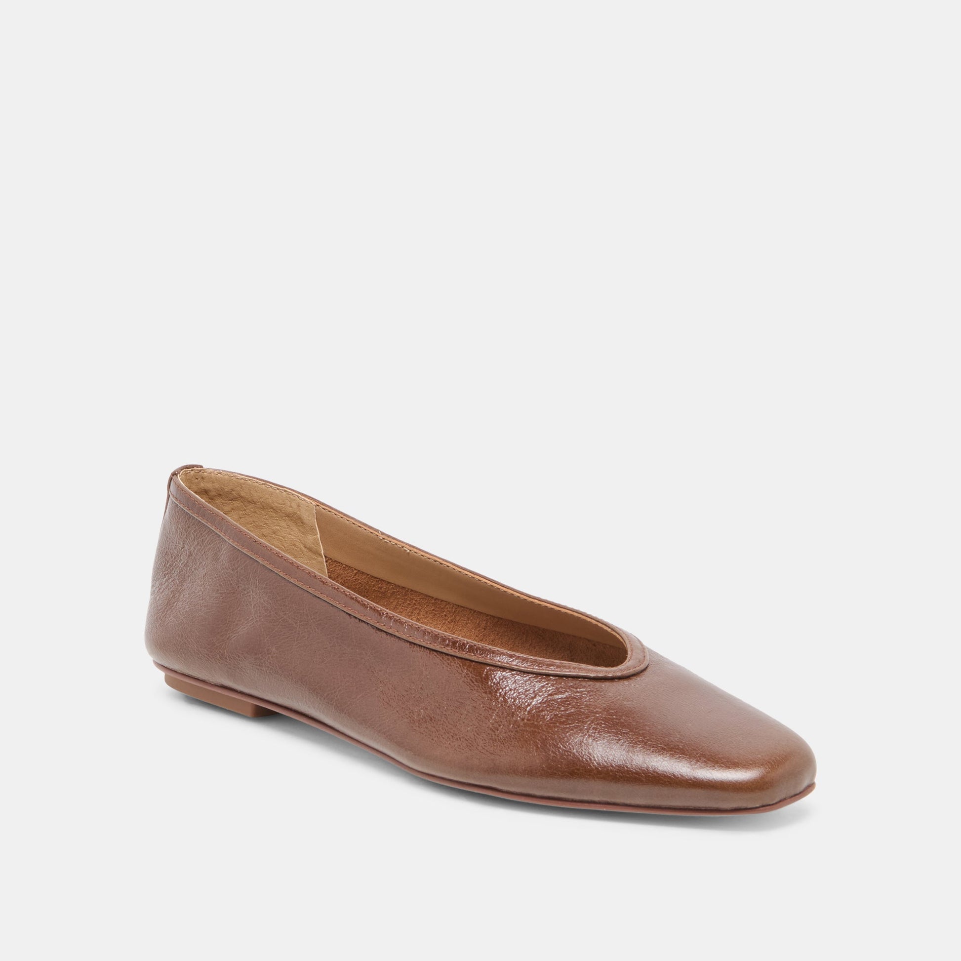 Dolce Vita CARET Russet Leather Pointed-Toe Ballet Flats