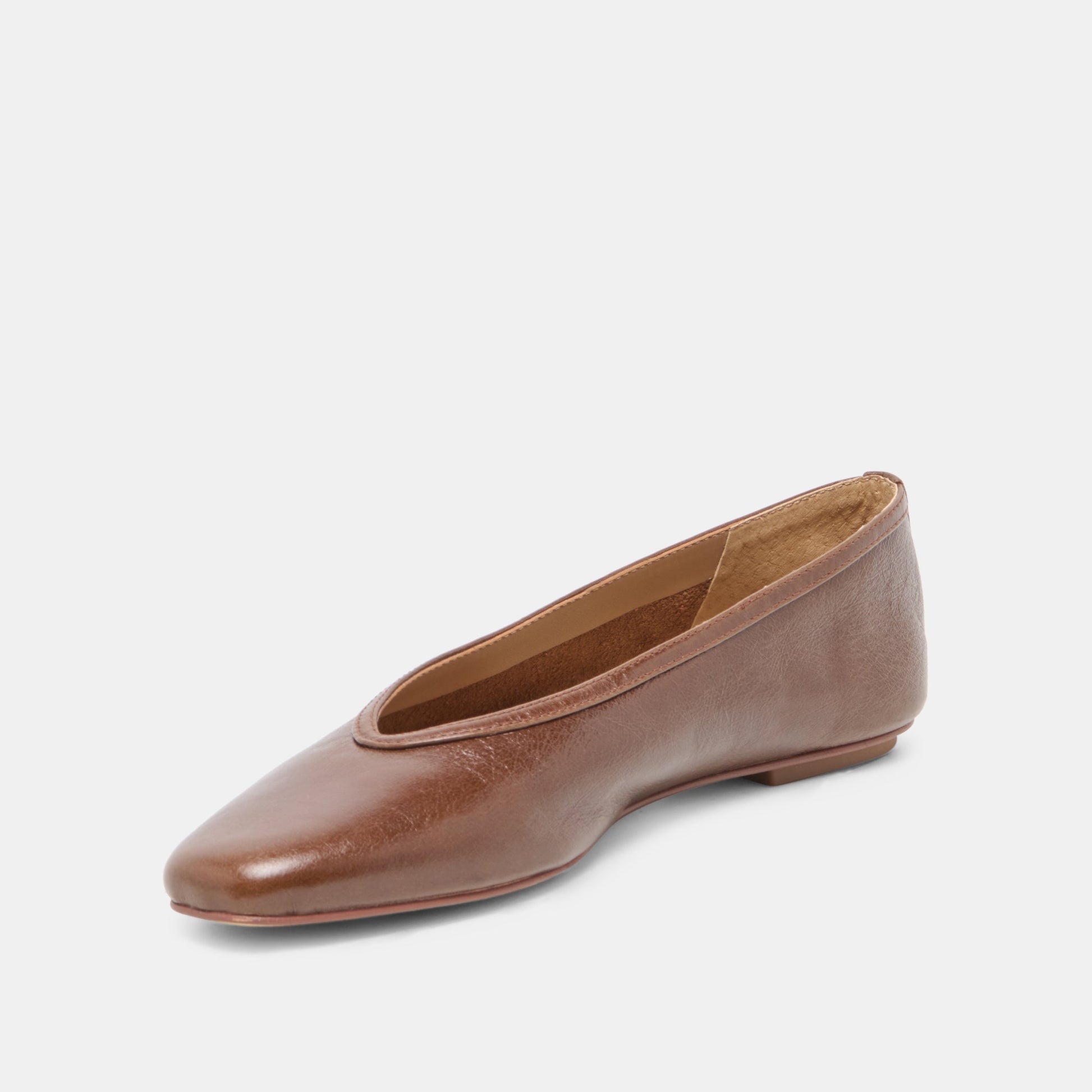Dolce Vita CARET Russet Leather Pointed-Toe Ballet Flats