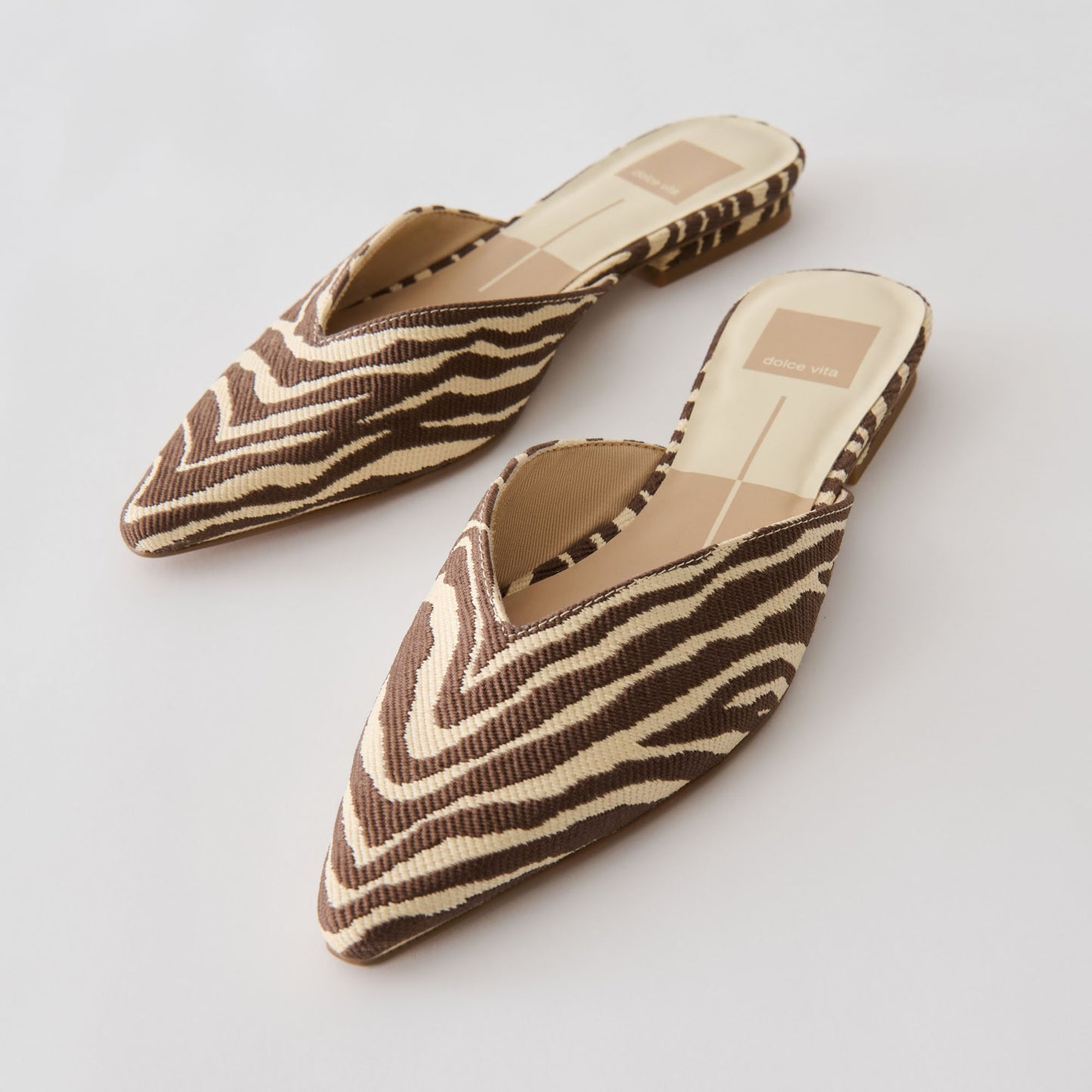 Dolce Vita Elm Beige Zebra Raffia Flats