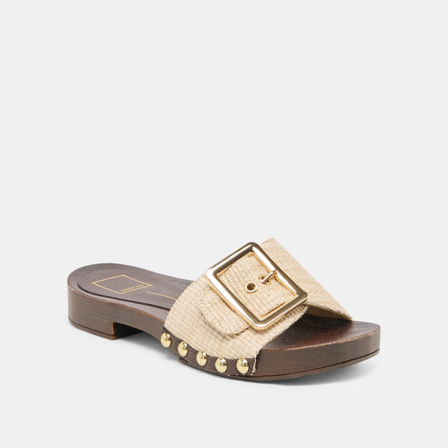 Dolce Vita SHERY Natural Raffia Open-Toe Buckle Wood Sole Sandals