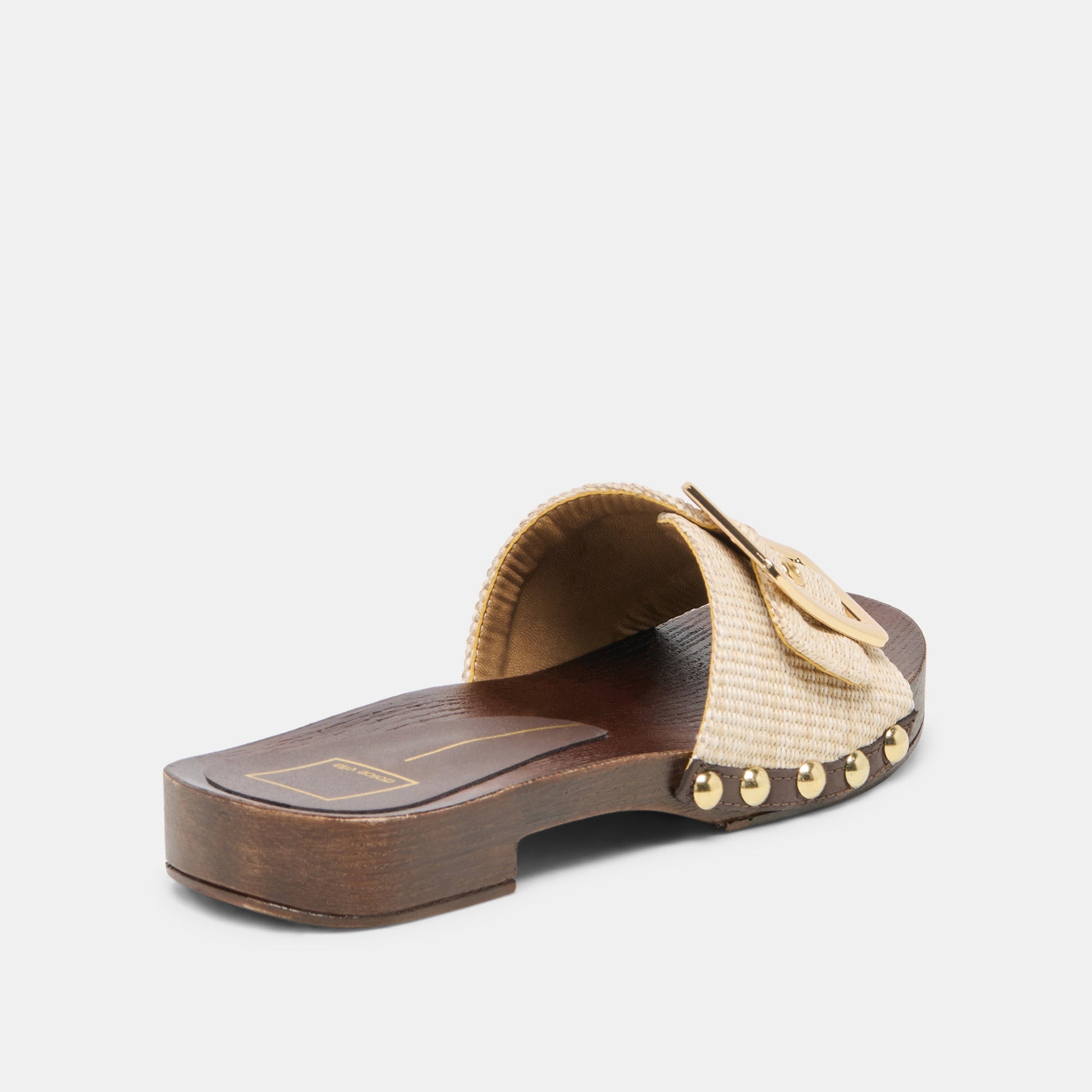 Dolce Vita SHERY Natural Raffia Open-Toe Buckle Wood Sole Sandals