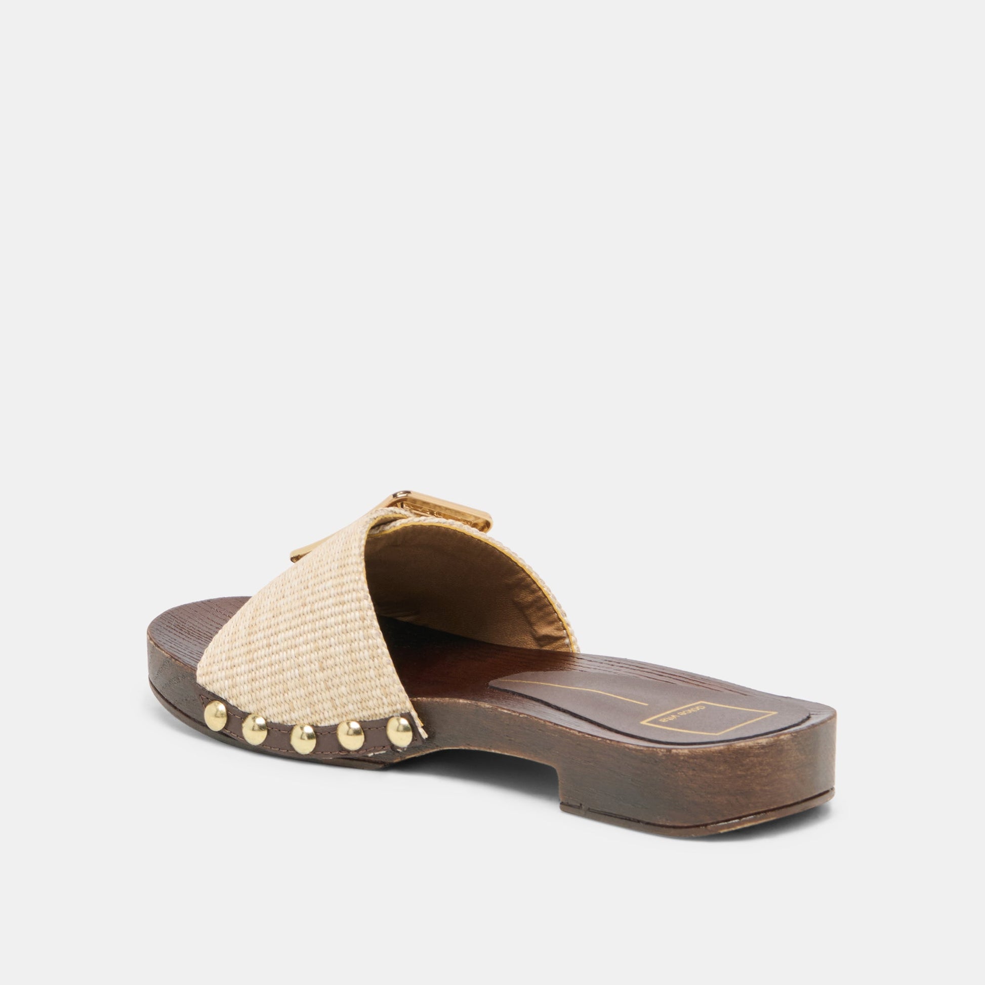 Dolce Vita SHERY Natural Raffia Open-Toe Buckle Wood Sole Sandals