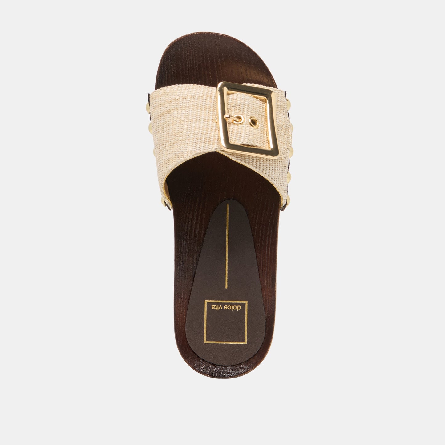 Dolce Vita SHERY Natural Raffia Open-Toe Buckle Wood Sole Sandals