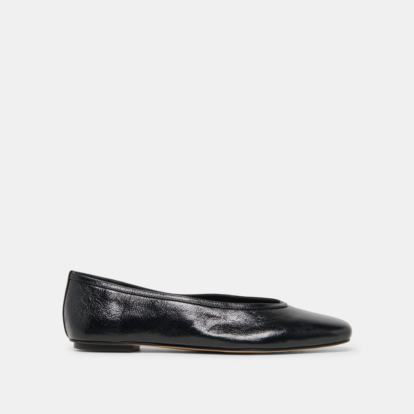 Dolce Vita CARET Black Leather Pointed-Toe Ballet Flats