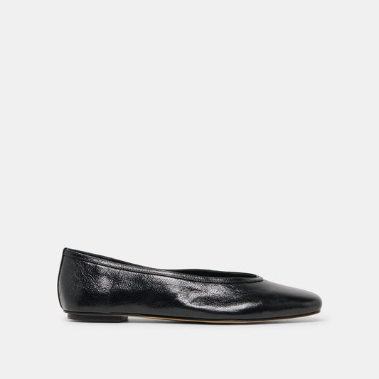 Dolce Vita CARET Black Leather Pointed-Toe Ballet Flats