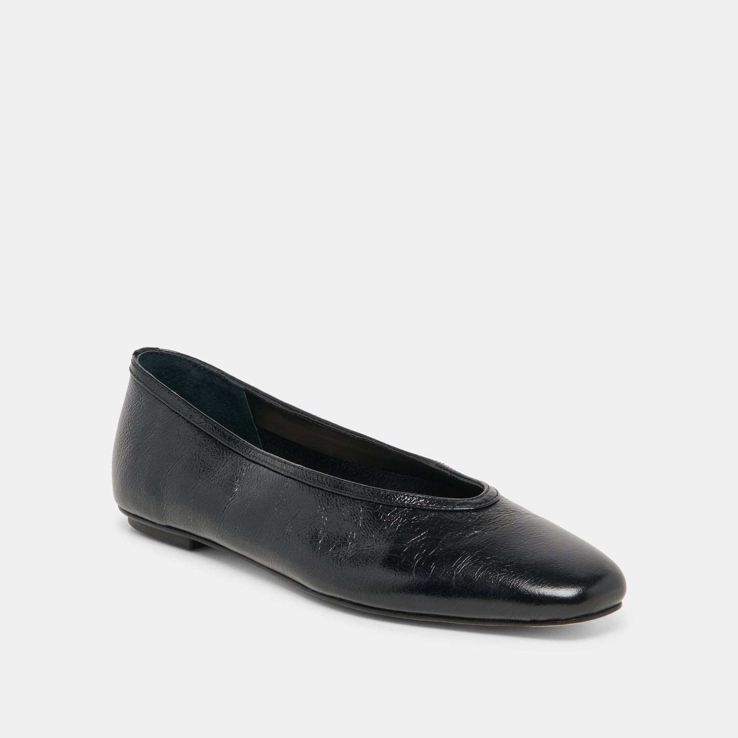 Dolce Vita CARET Black Leather Pointed-Toe Ballet Flats