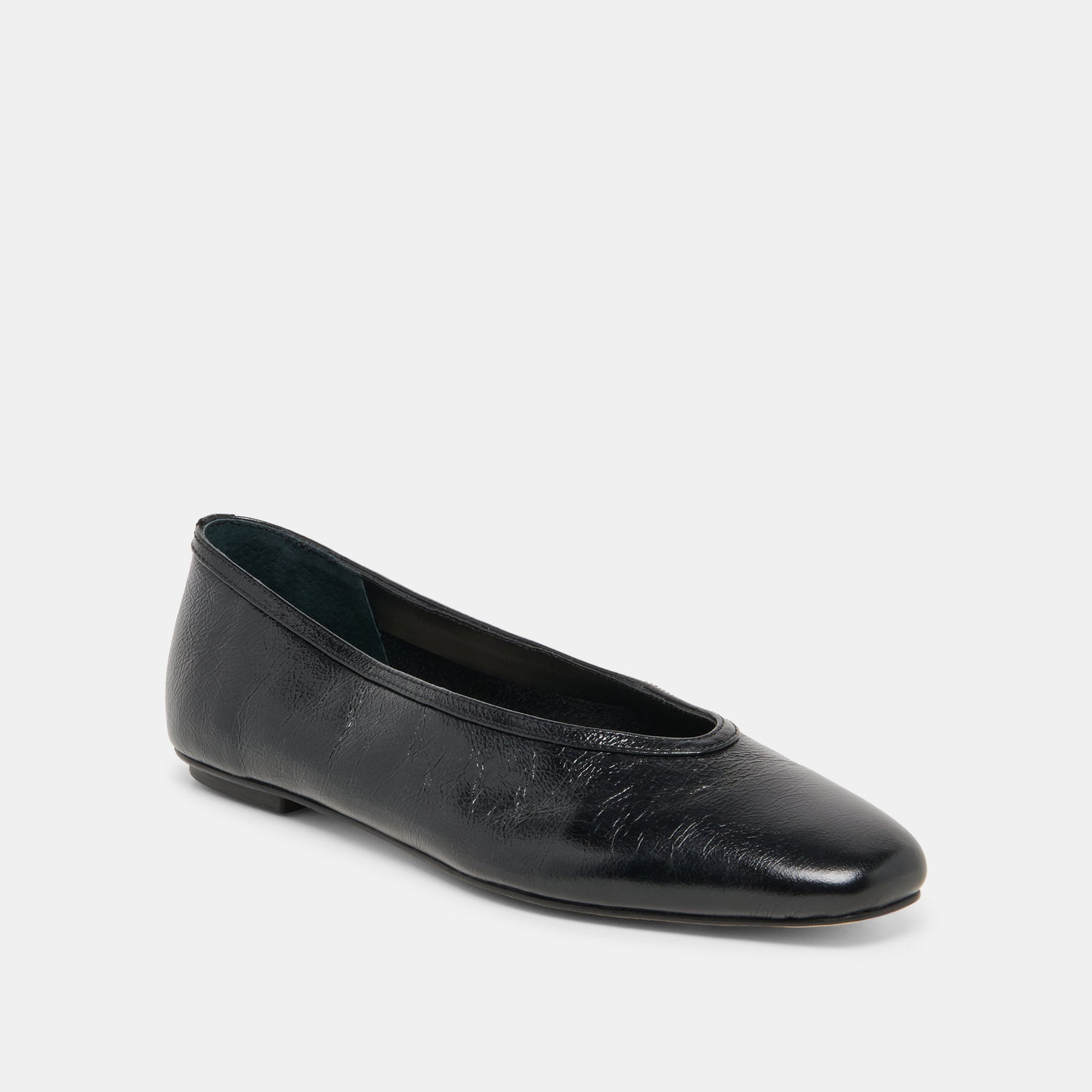 Dolce Vita CARET Black Leather Pointed-Toe Ballet Flats