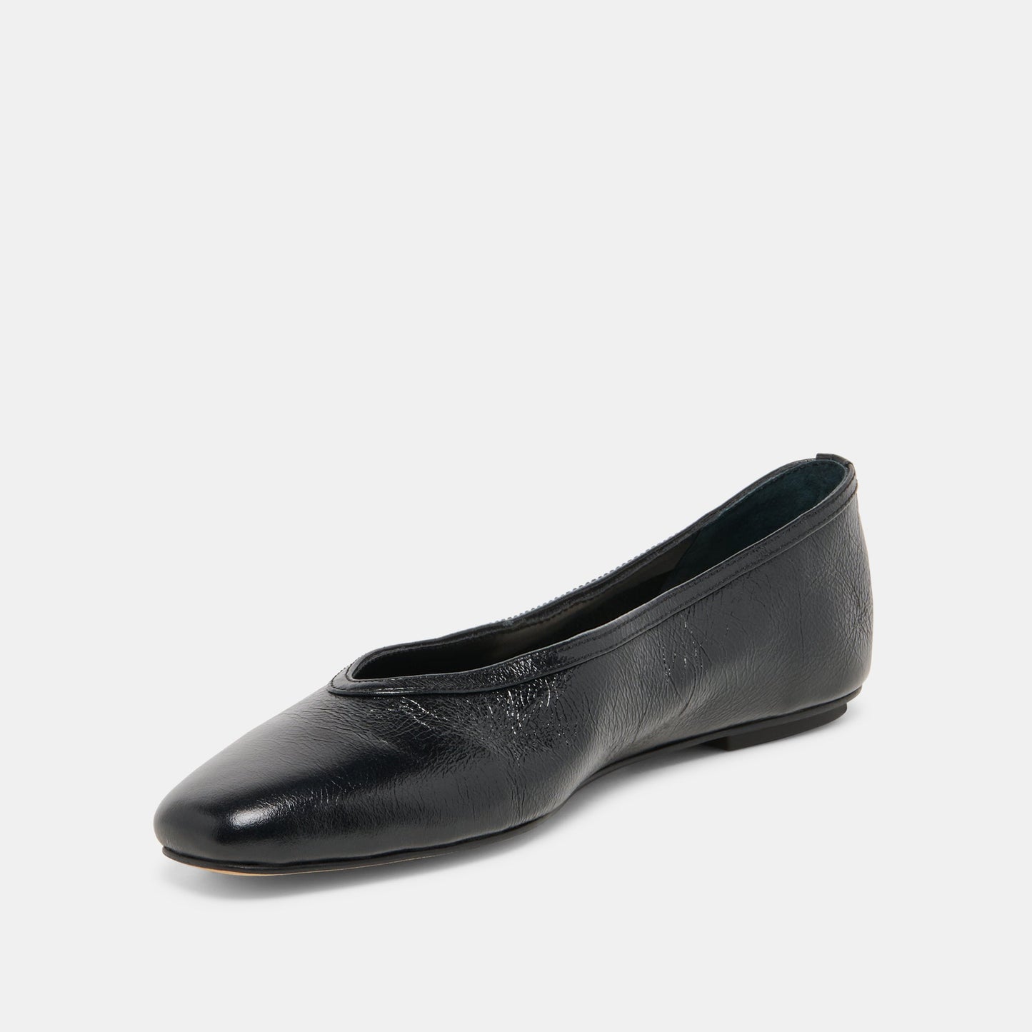 Dolce Vita CARET Black Leather Pointed-Toe Ballet Flats