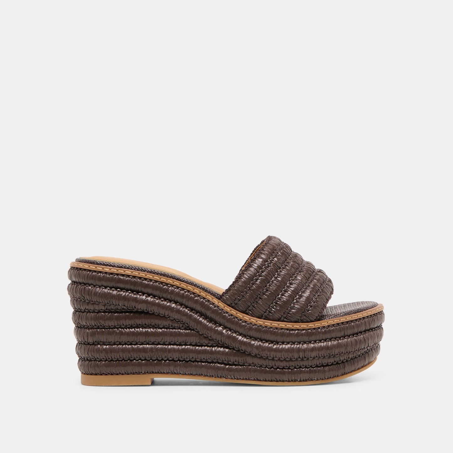 Dolce Vita Throne Wide Chocolate Raffia Wedges