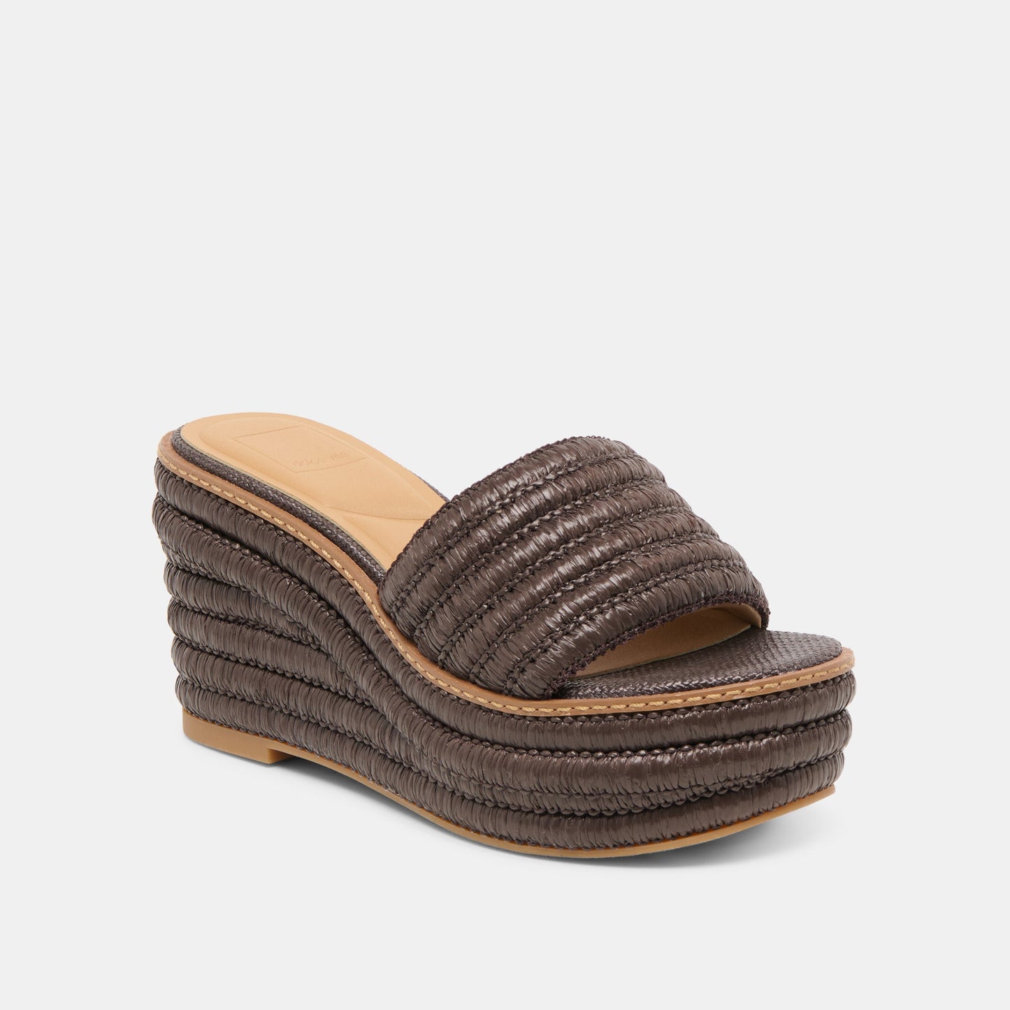 Dolce Vita Throne Wide Chocolate Raffia Wedges