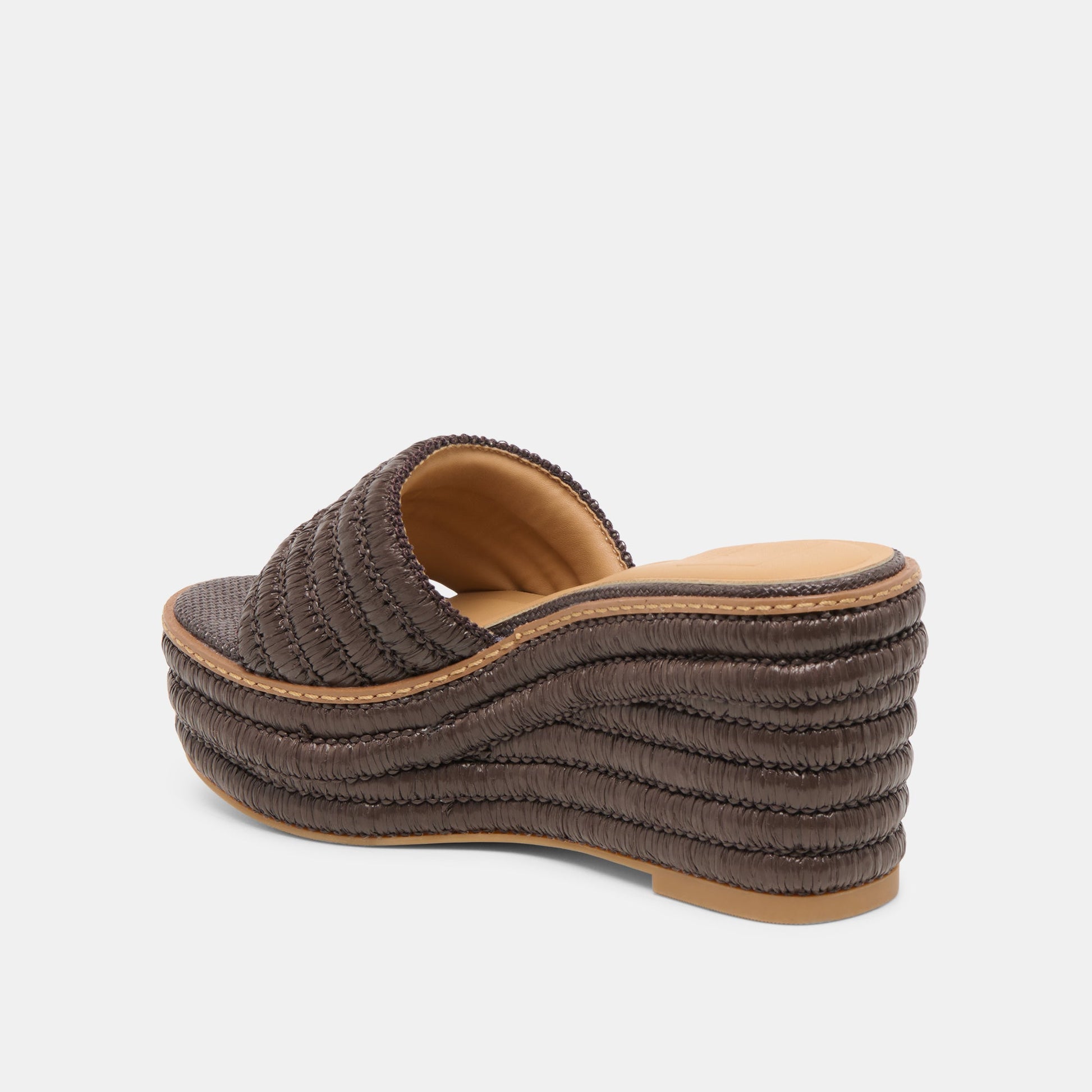Dolce Vita Throne Wide Chocolate Raffia Wedges