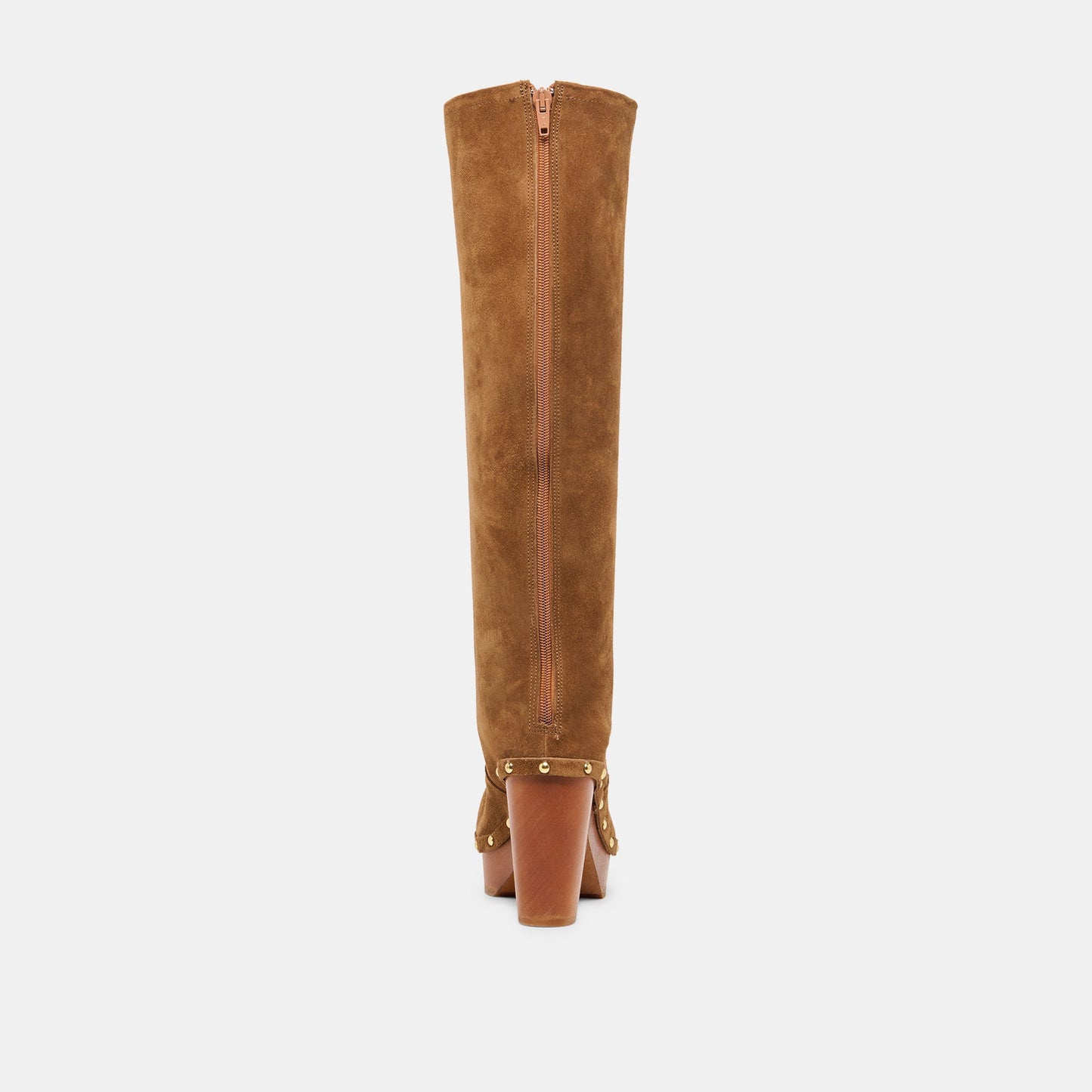 Dolce Vita JENNY Chestnut Suede Knee-High Platform Wood Sole Boots