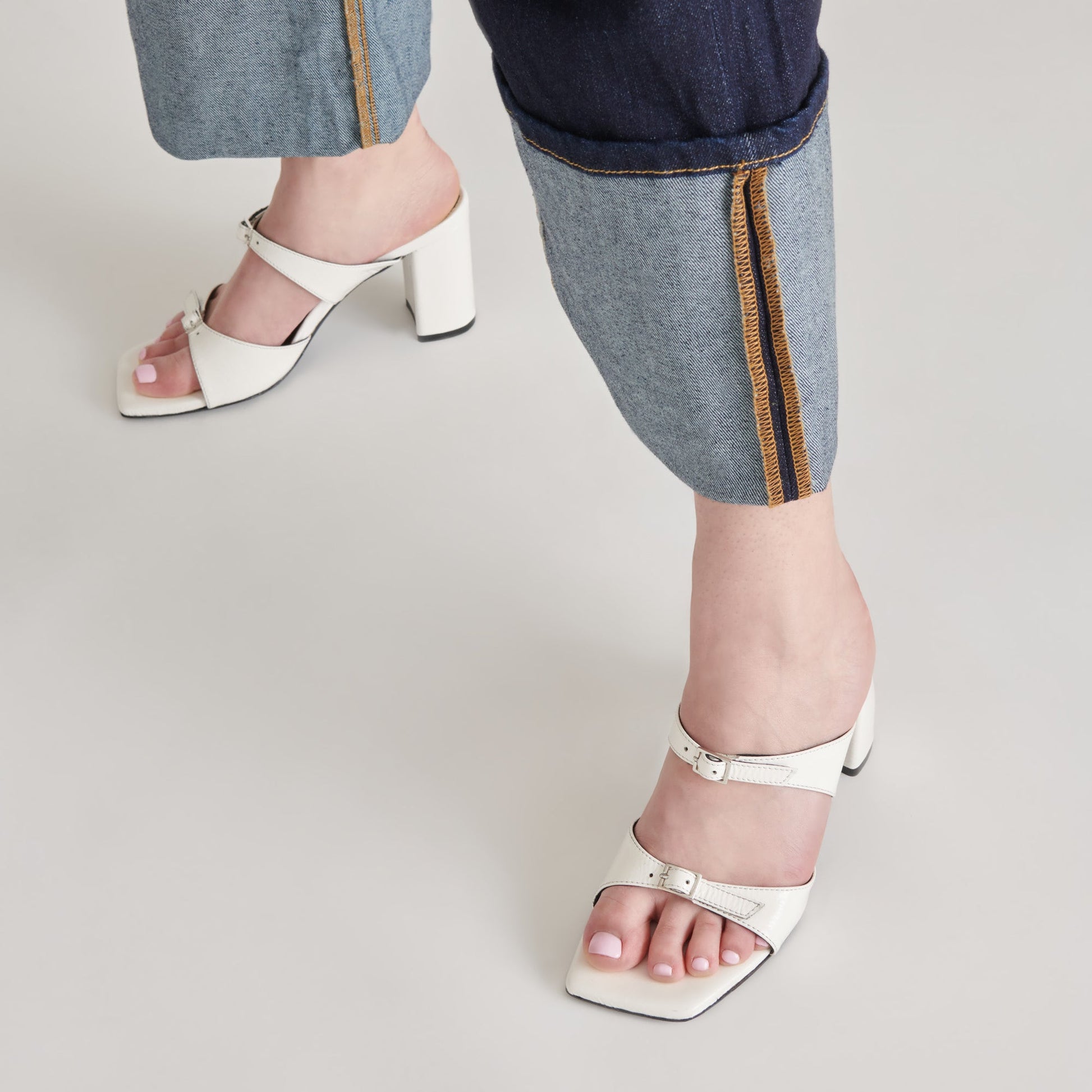 Dolce Vita SHANE HEELS OFF WHITE CRINKLE PATENT
 – Dolce Vita
