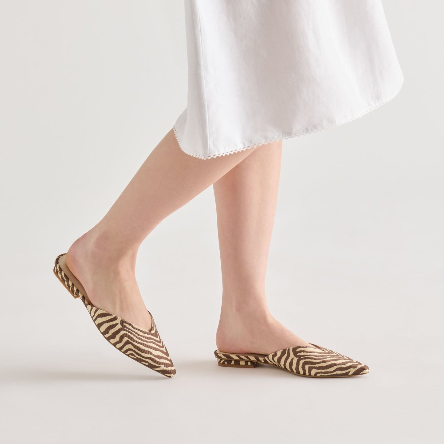 Dolce Vita Elm Beige Zebra Raffia Flats