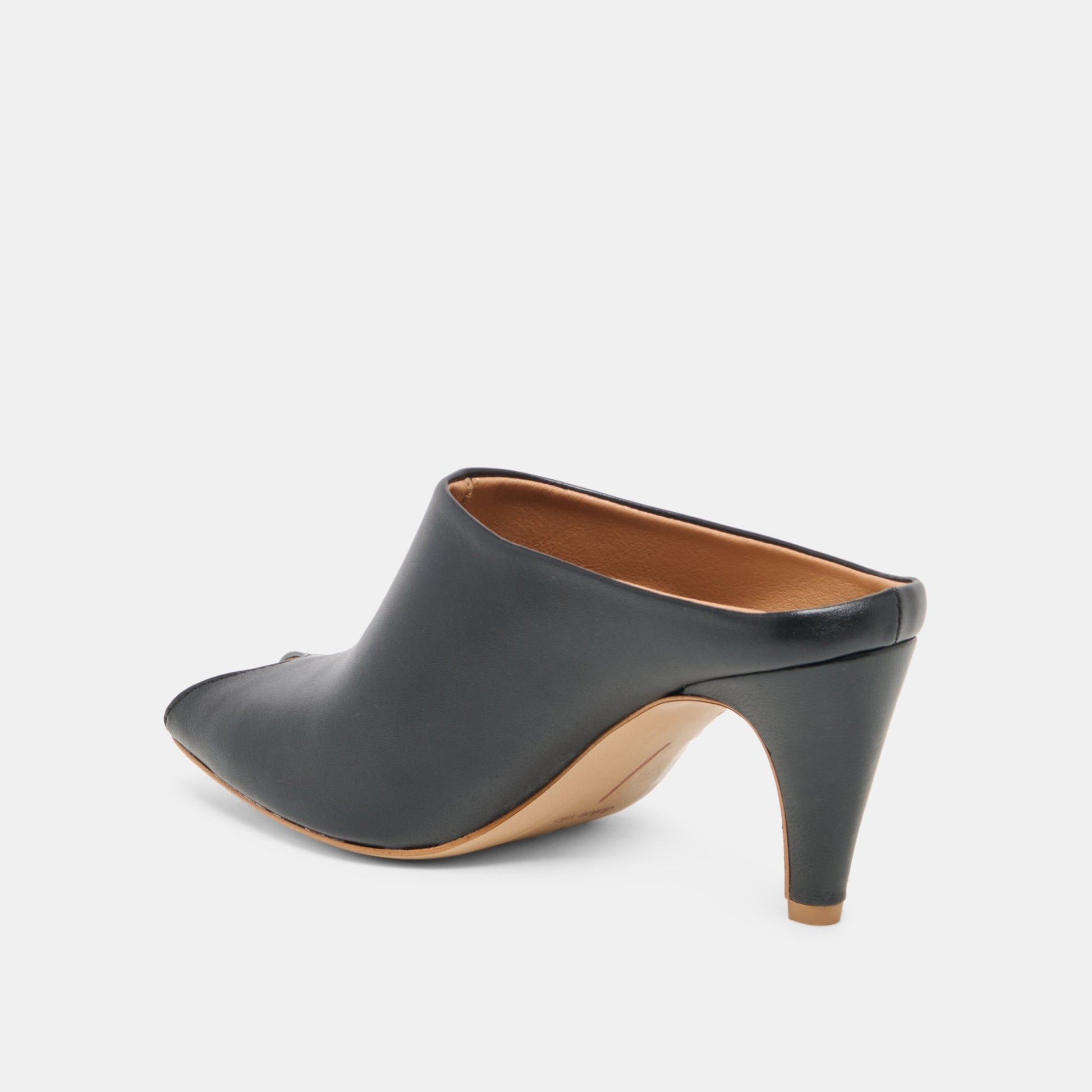 Dolce Vita MERY Black Leather Peep-Toe Heels