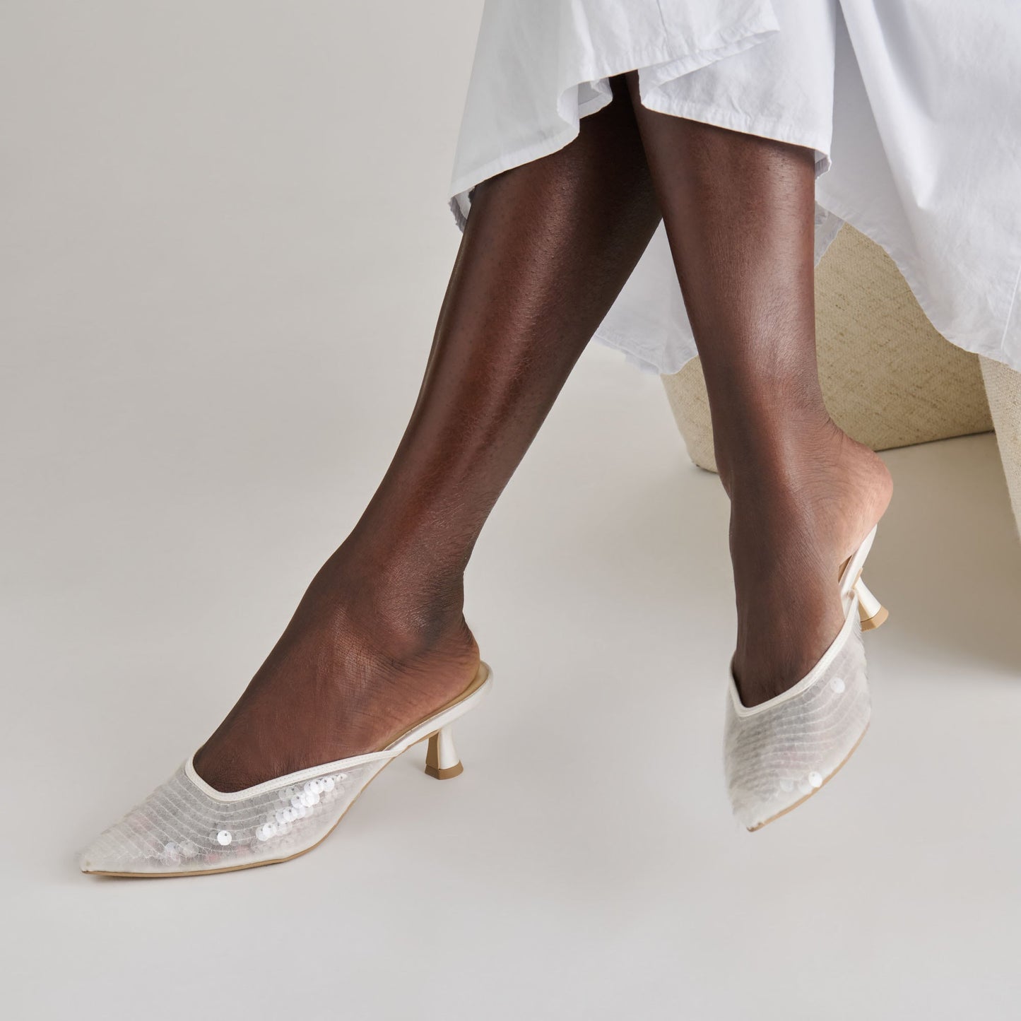 Dolce Vita Cleo Ivory Sequin Heels