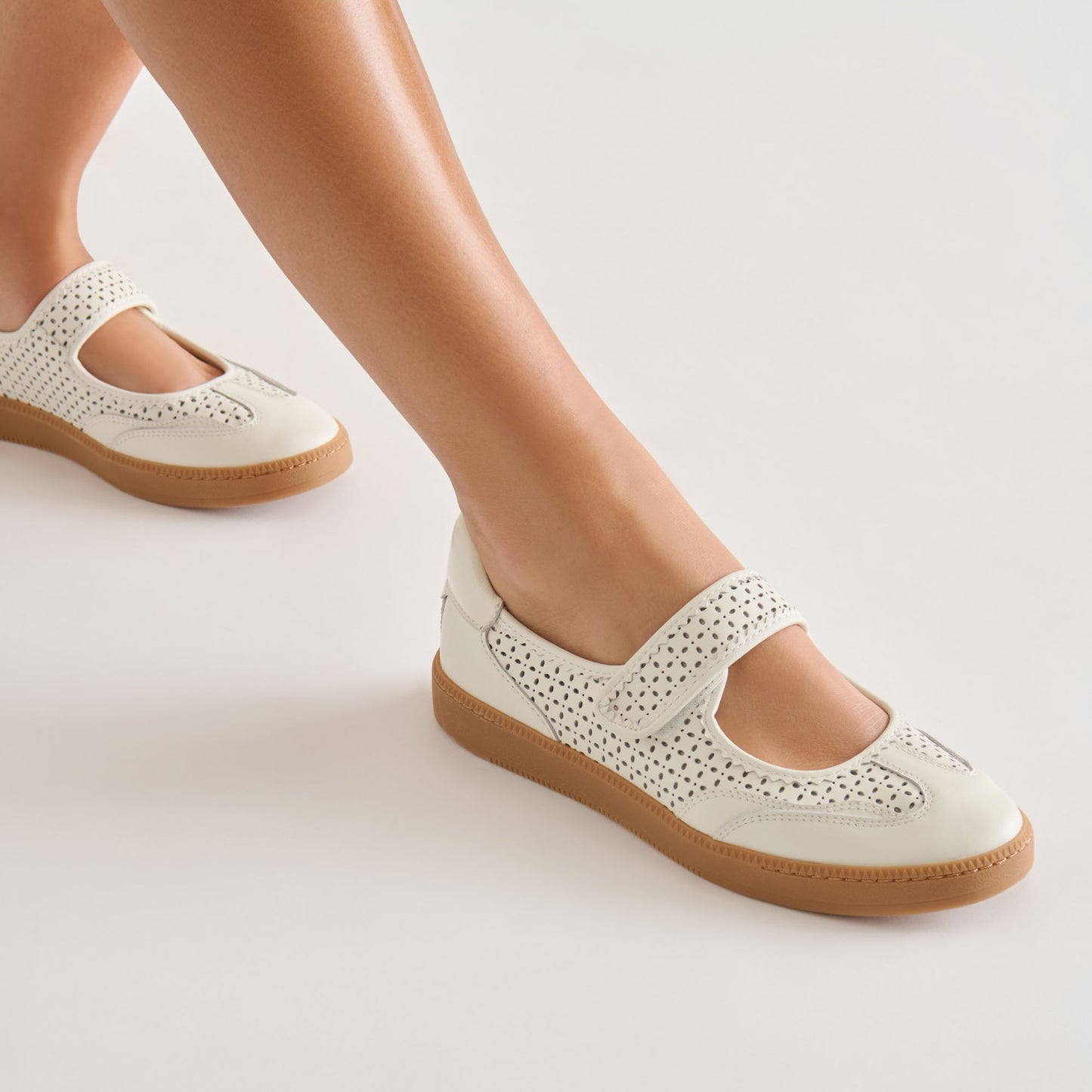 Dolce Vita Nanet White Perforated Leather Sneakers