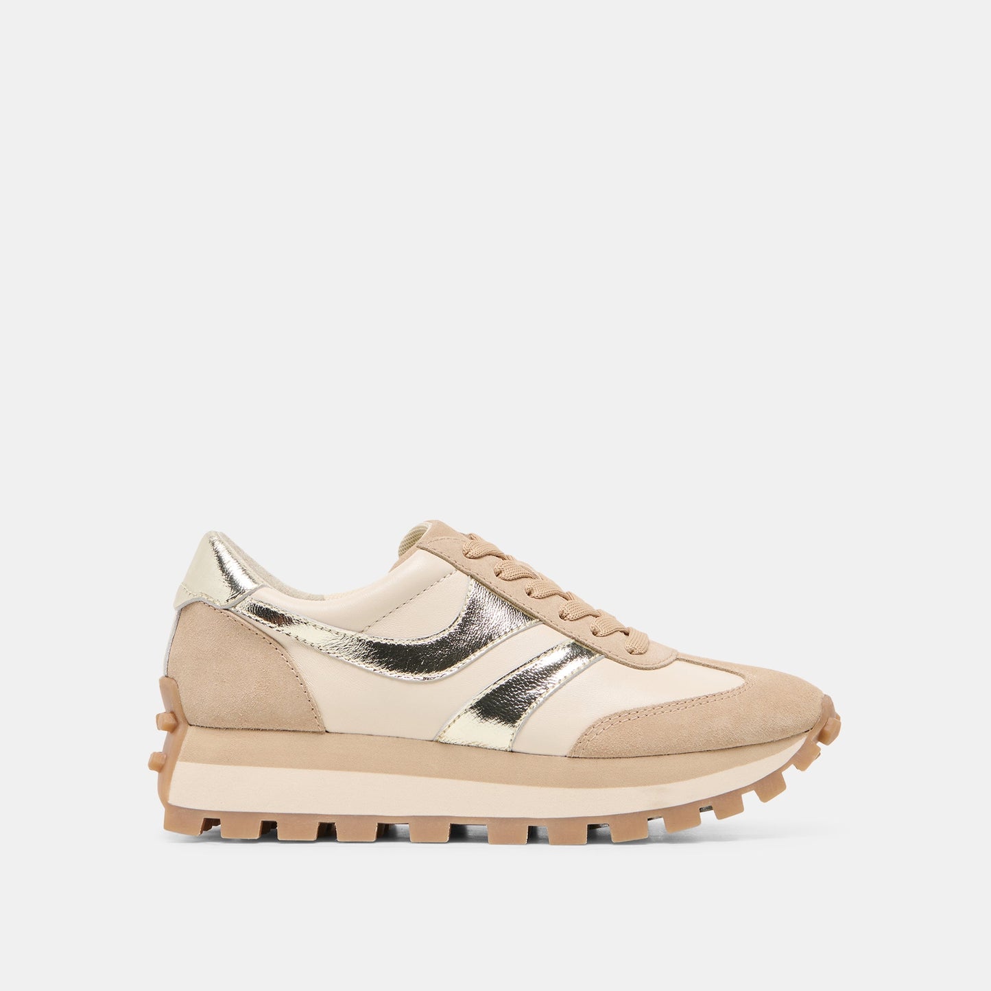Dolce Vita TRESA White Gold Suede Platform Sneakers
