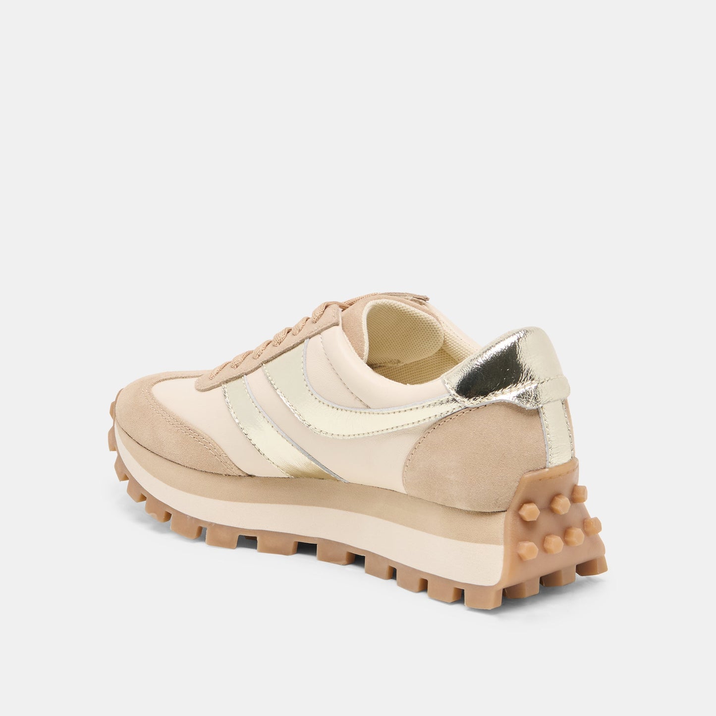 Dolce Vita TRESA White Gold Suede Platform Sneakers