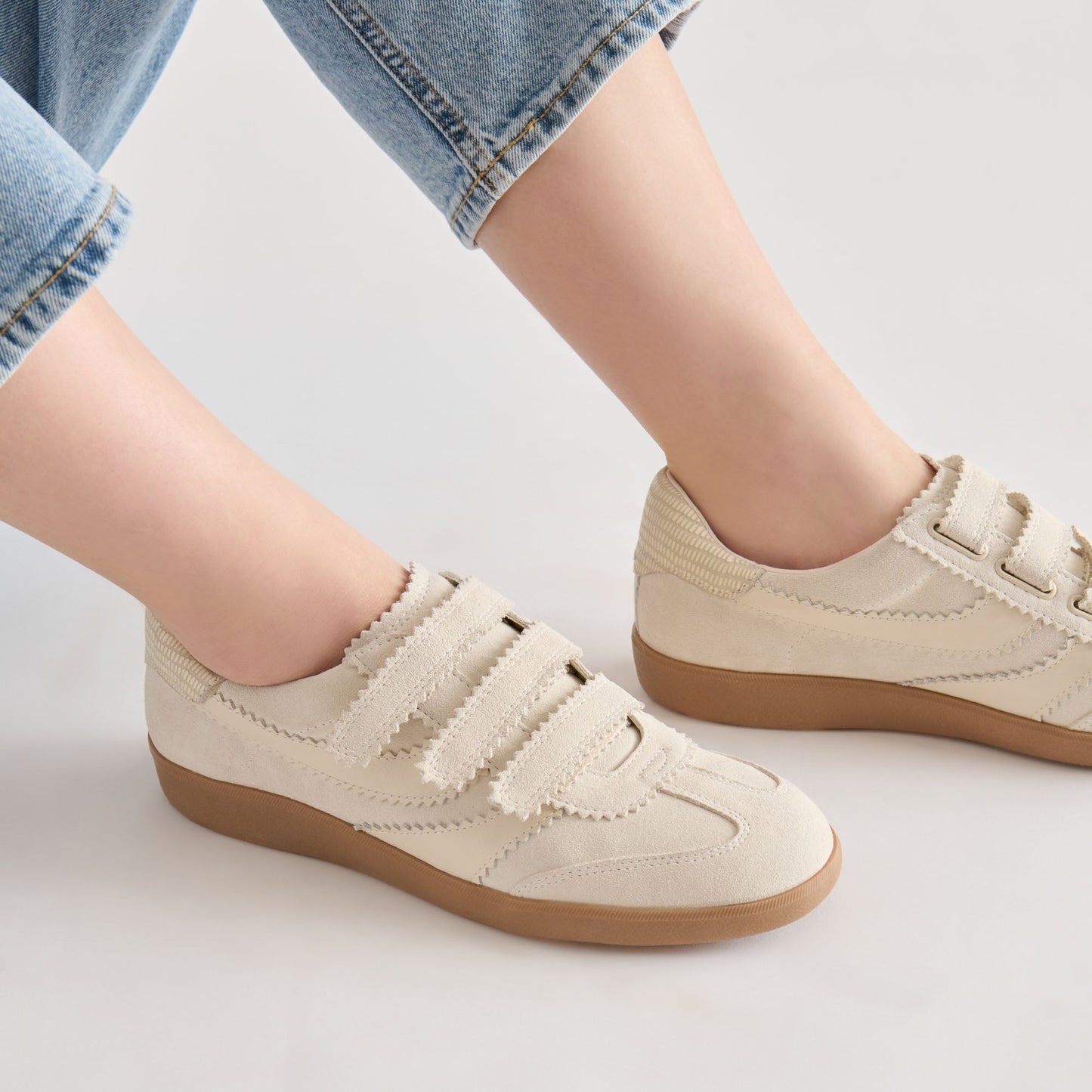 Dolce Vita Merit Velcro Ivory Leather Sneakers