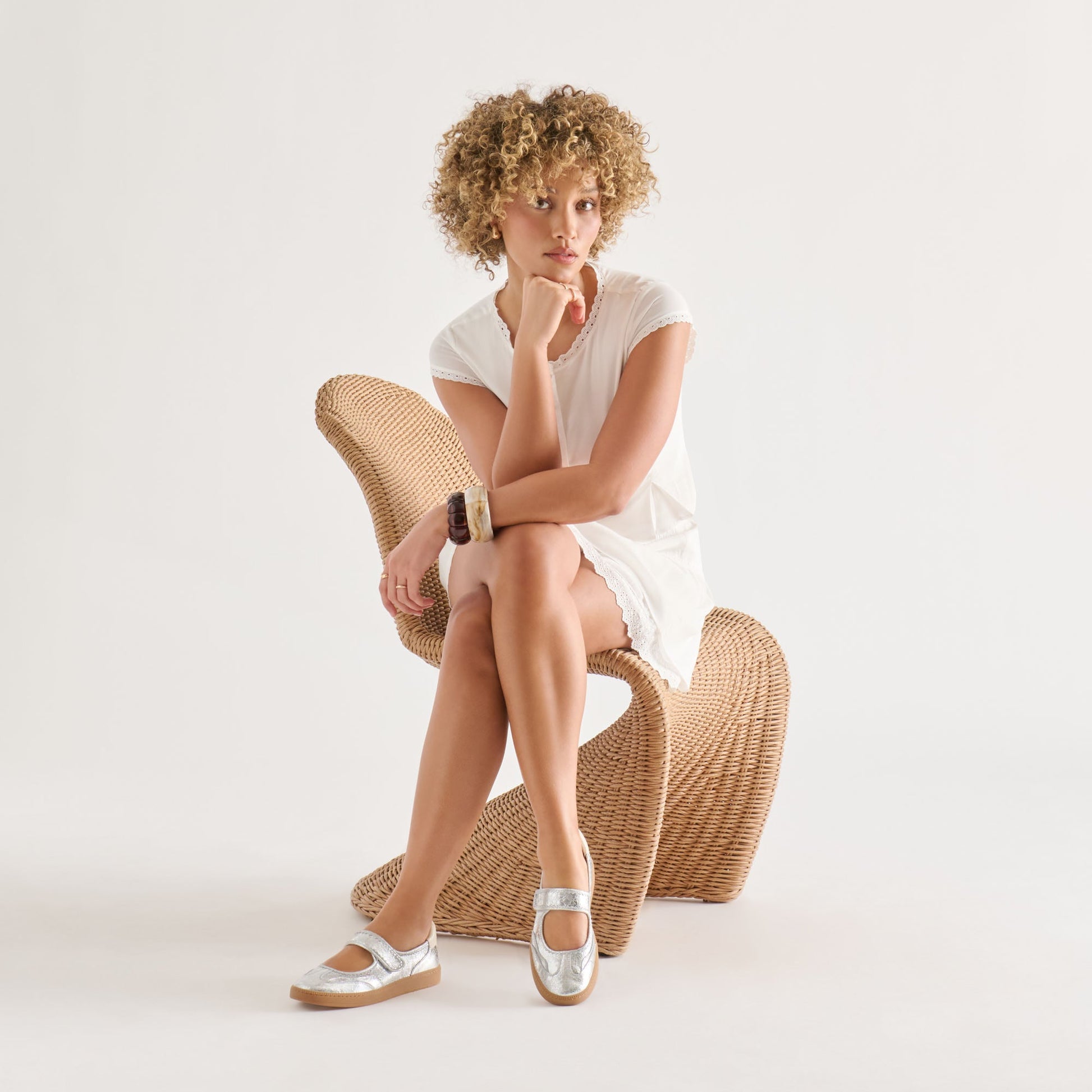 Dolce Vita Nanet Silver Leather Sneakers