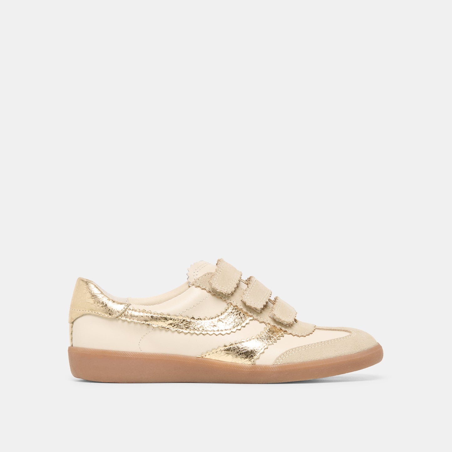 Dolce Vita Merit Velcro White Gold Leather Sneakers