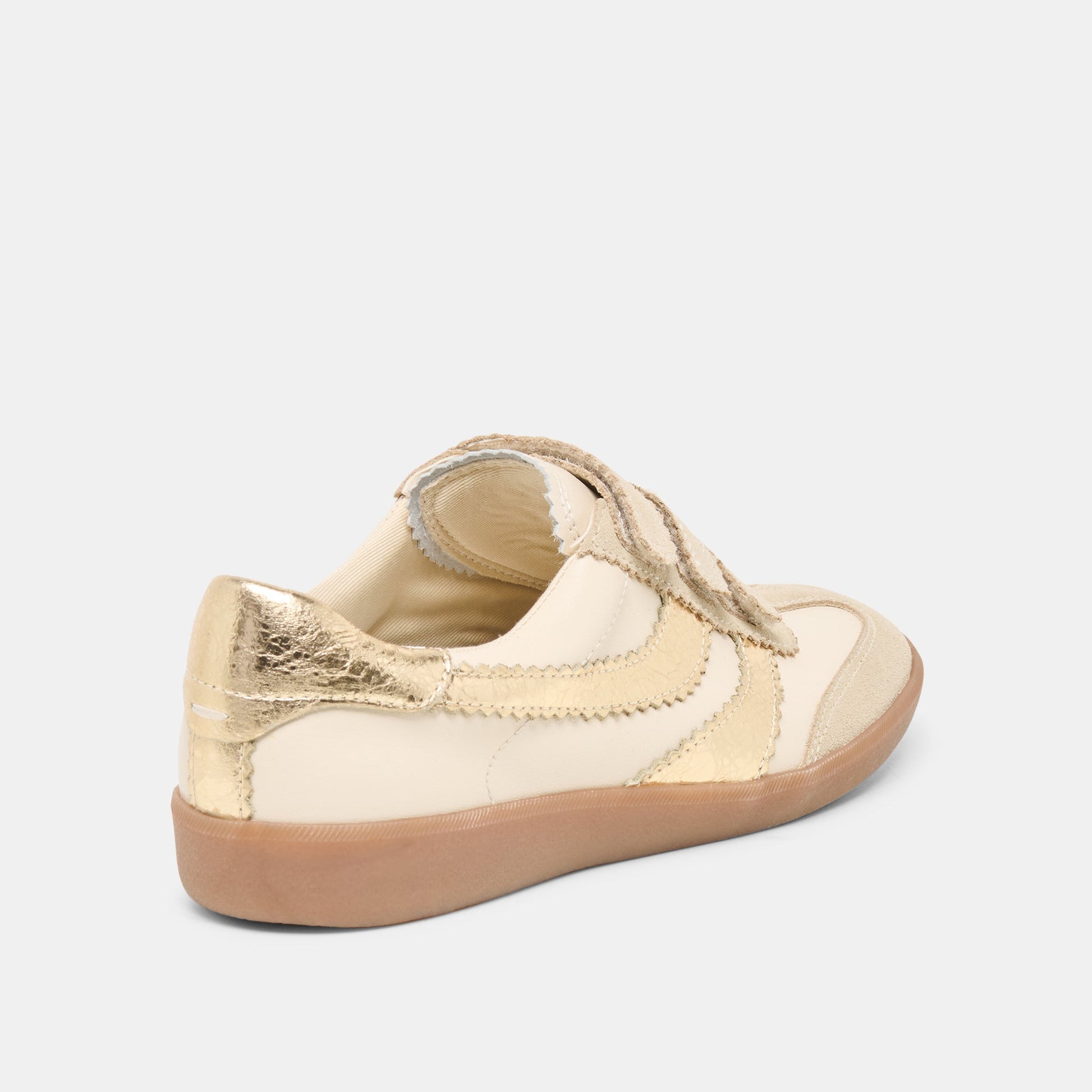 Dolce Vita Merit Velcro White Gold Leather Sneakers
