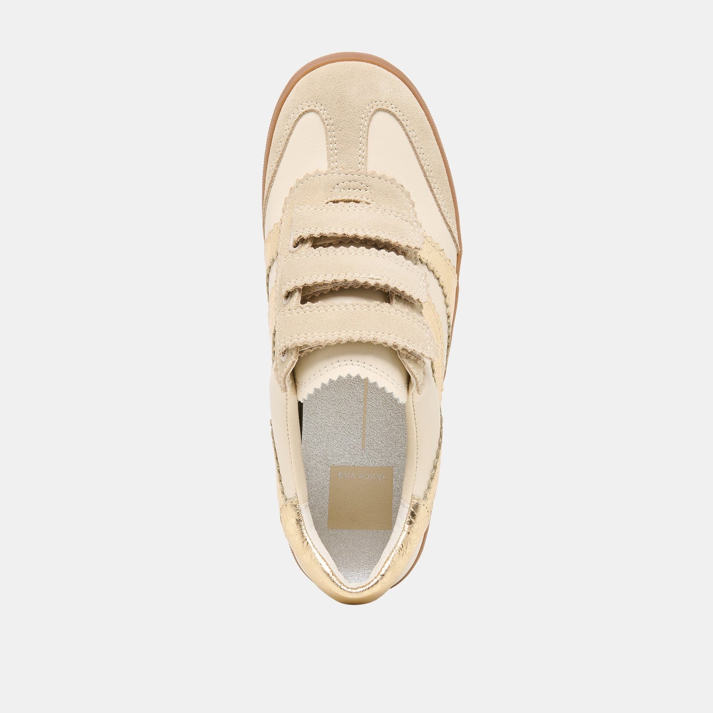 Dolce Vita Merit Velcro White Gold Leather Sneakers