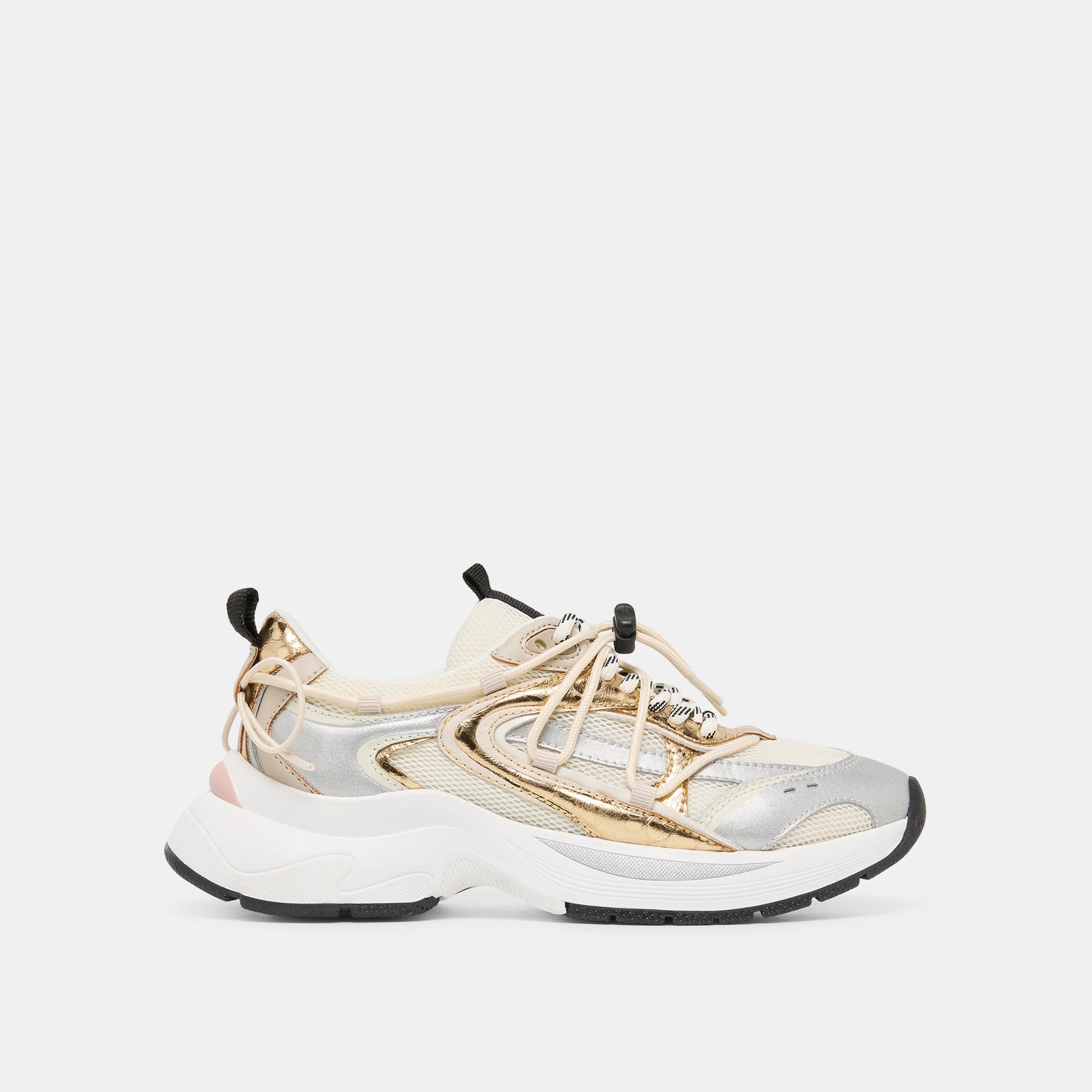 Dolce Vita Selmar Silver Gold Leather Sneakers