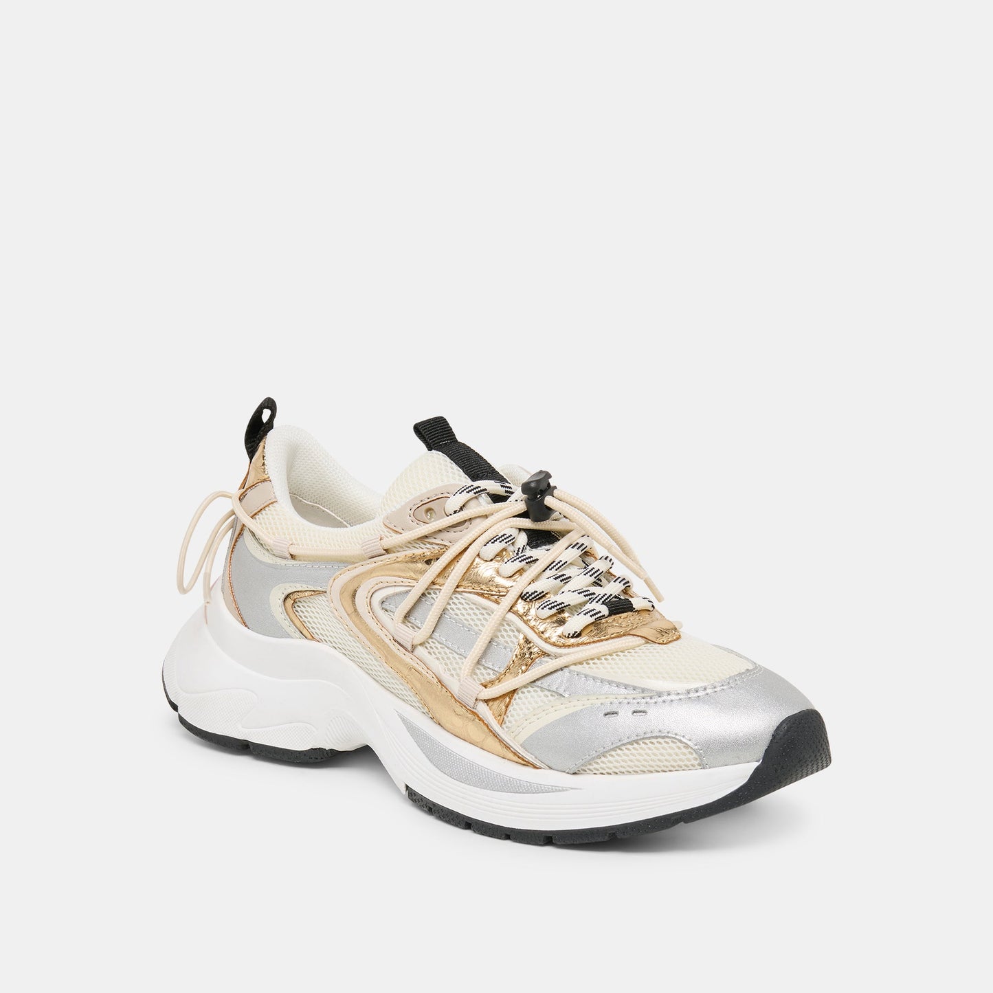Dolce Vita Selmar Silver Gold Leather Sneakers
