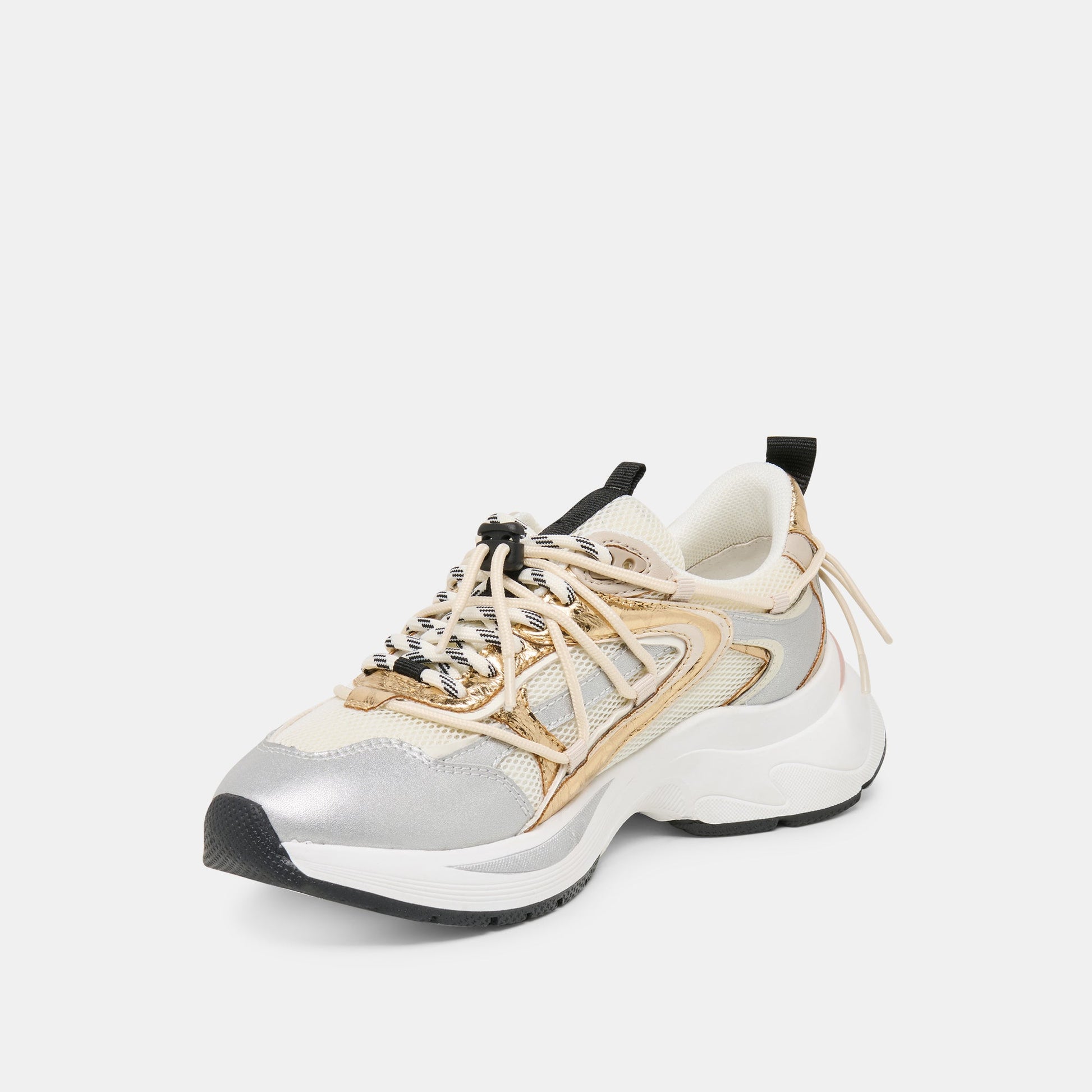 Dolce Vita Selmar Silver Gold Leather Sneakers