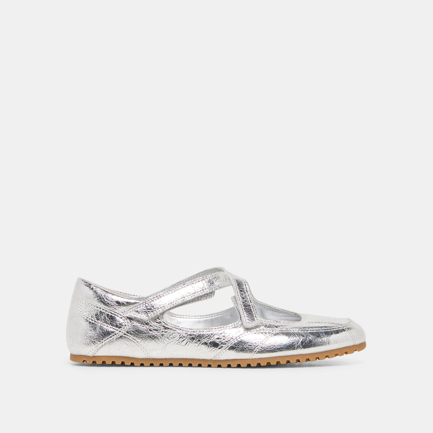 Dolce Vita YONO Silver Distressed Leather Ballet Sneaker Flats