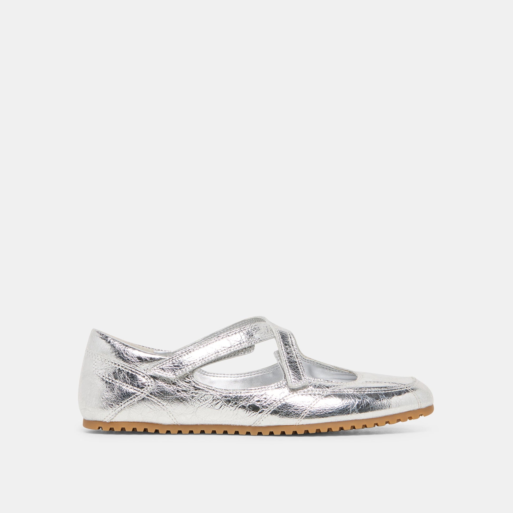 Dolce Vita YONO Silver Distressed Leather Ballet Sneaker Flats