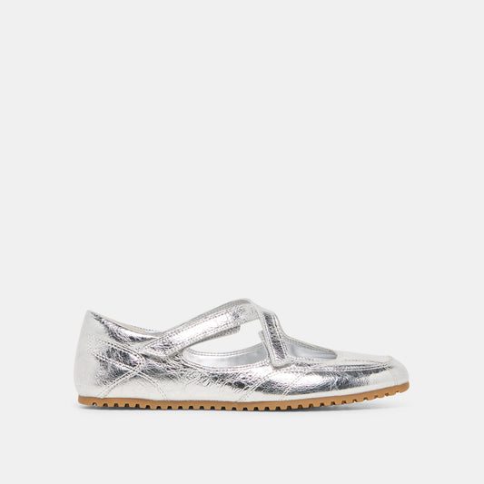 Dolce Vita YONO Silver Distressed Leather Ballet Sneaker Flats