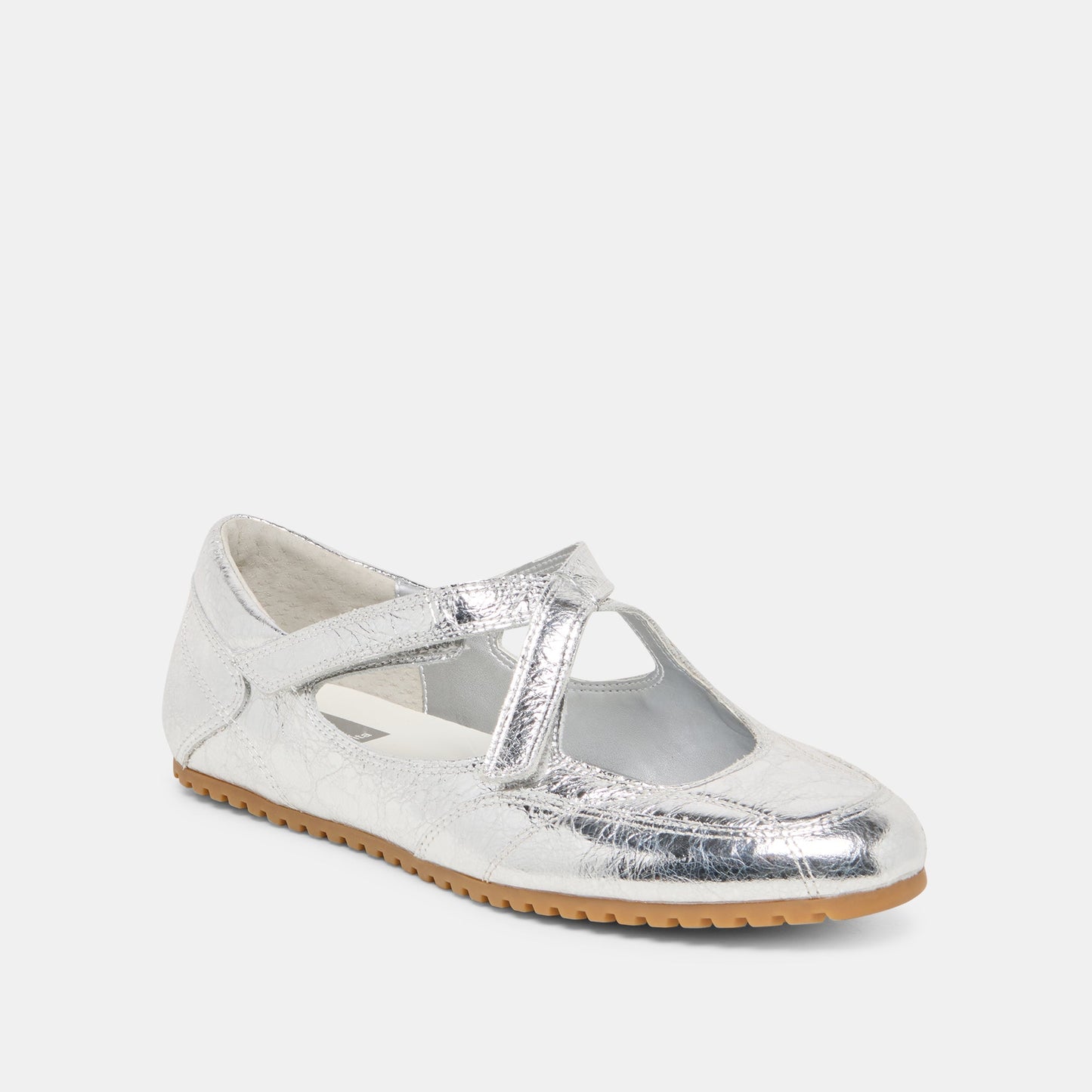 Dolce Vita YONO Silver Distressed Leather Ballet Sneaker Flats
